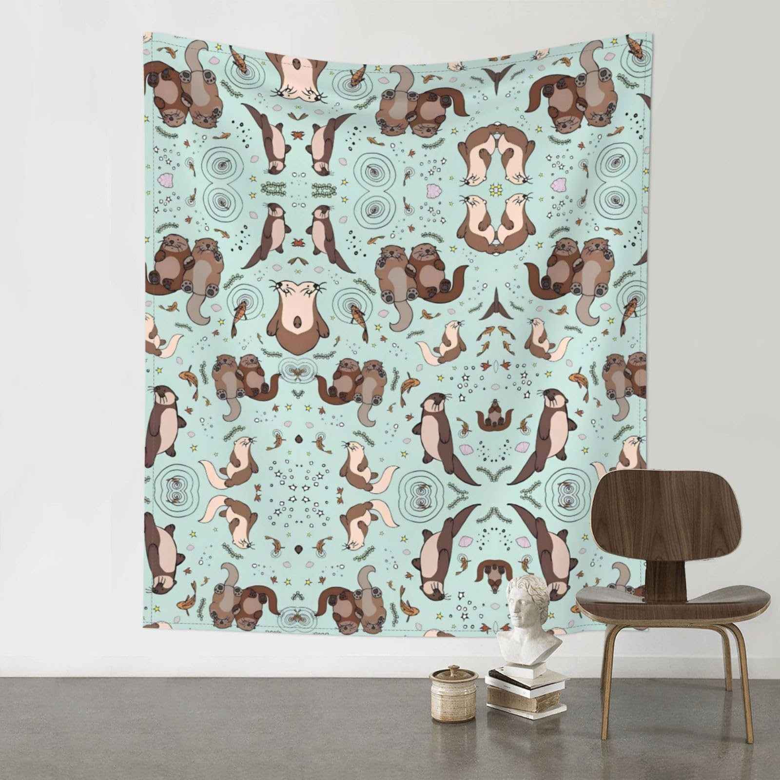 YYHHAOFA Cartoon Cute Otter Prints Wall Tapestry 60x51in – Boho Chic Dorm Decor, Beach Throw, & Versatile Home Accent