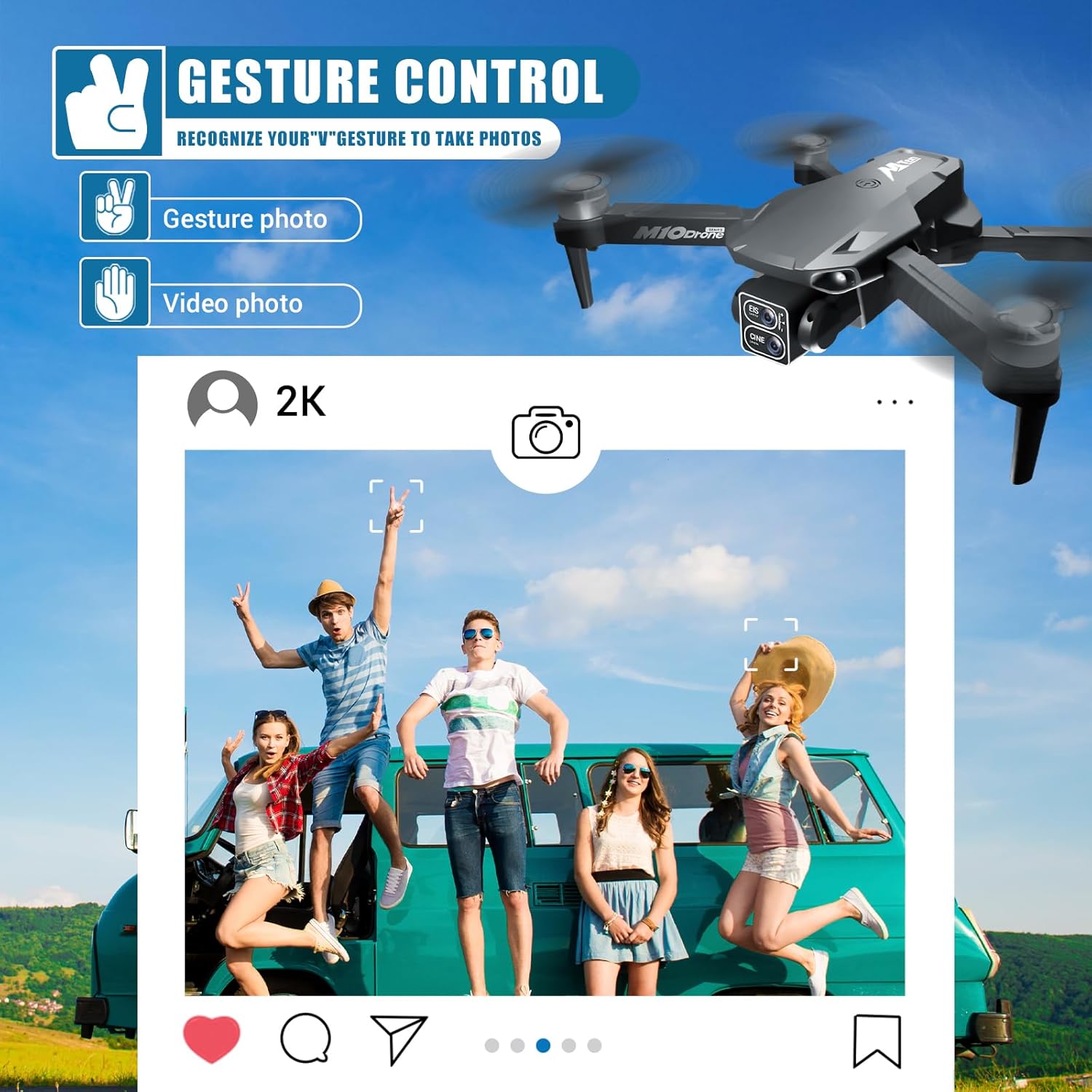 Drone with Camera for Adults Kids 2K Mini Drone One Key Take Off/Land FPV Drone with Brushless Motor, Altitude Hold, 3D Flips, 2 Batteries, Beginner drones with camera Under 249G