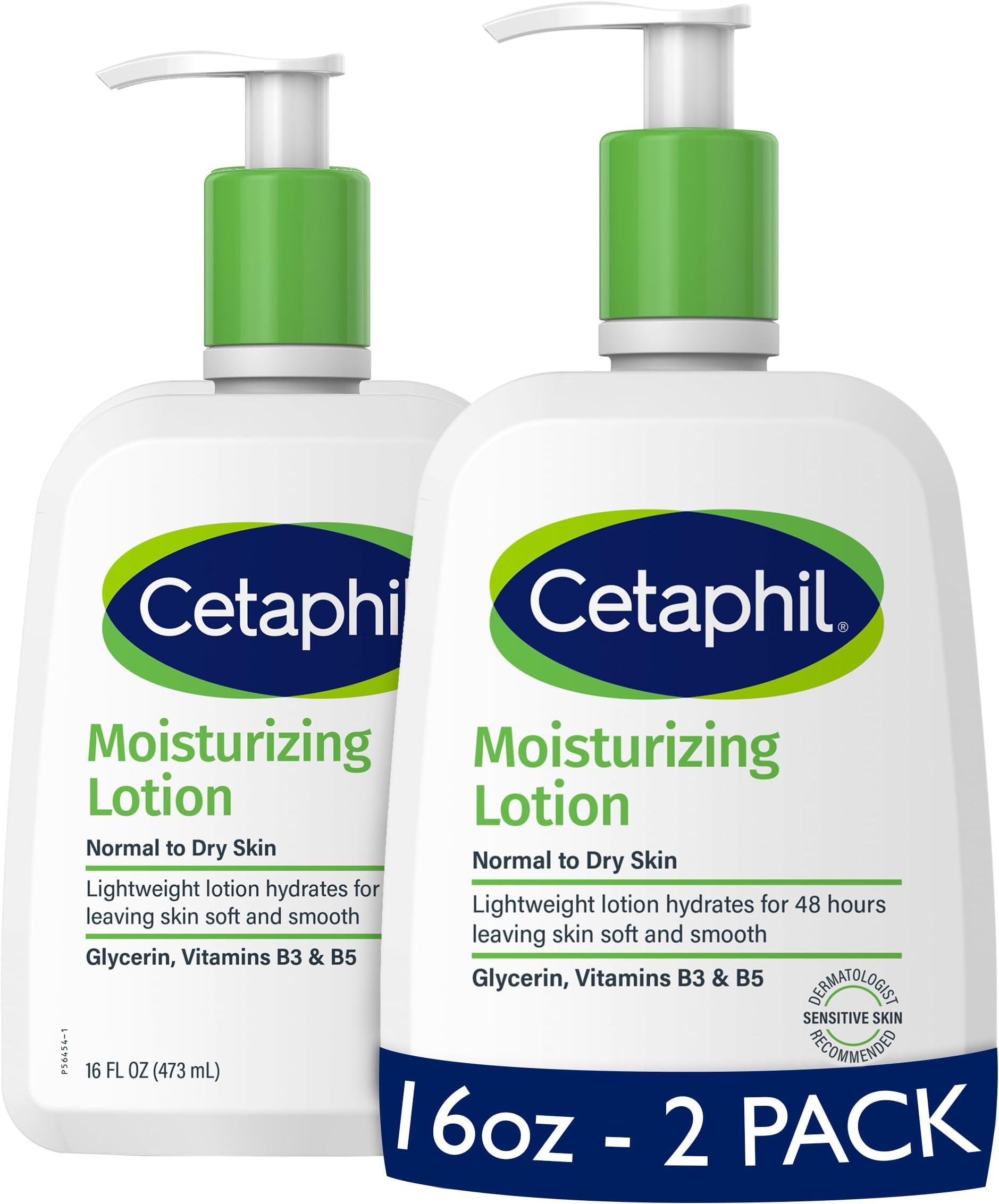 Cetaphil Face & Body Moisturizer, Hydrating Moisturizing Lotion for All Skin Types, Suitable for Sensitive Skin, NEW 16 oz Pack of 2, Fragrance Free, Hypoallergenic, Non-Comedogenic