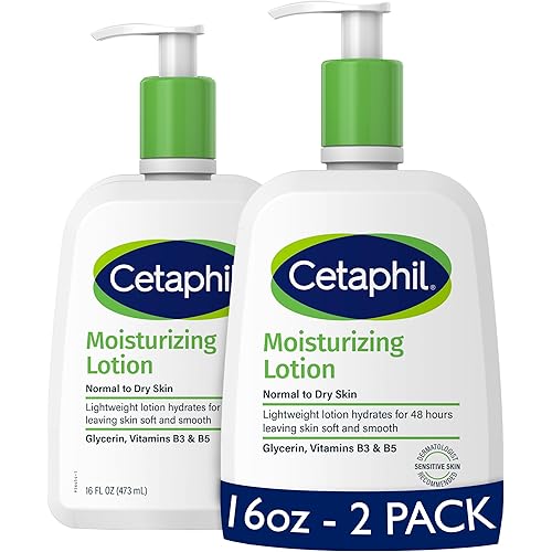 Cetaphil Face & Body Moisturizer, Hydrating Moisturizing Lotion for All Skin Types, Suitable for Sensitive Skin, NEW 16 oz Pack of 2, Fragrance Free, Hypoallergenic, Non-Comedogenic
