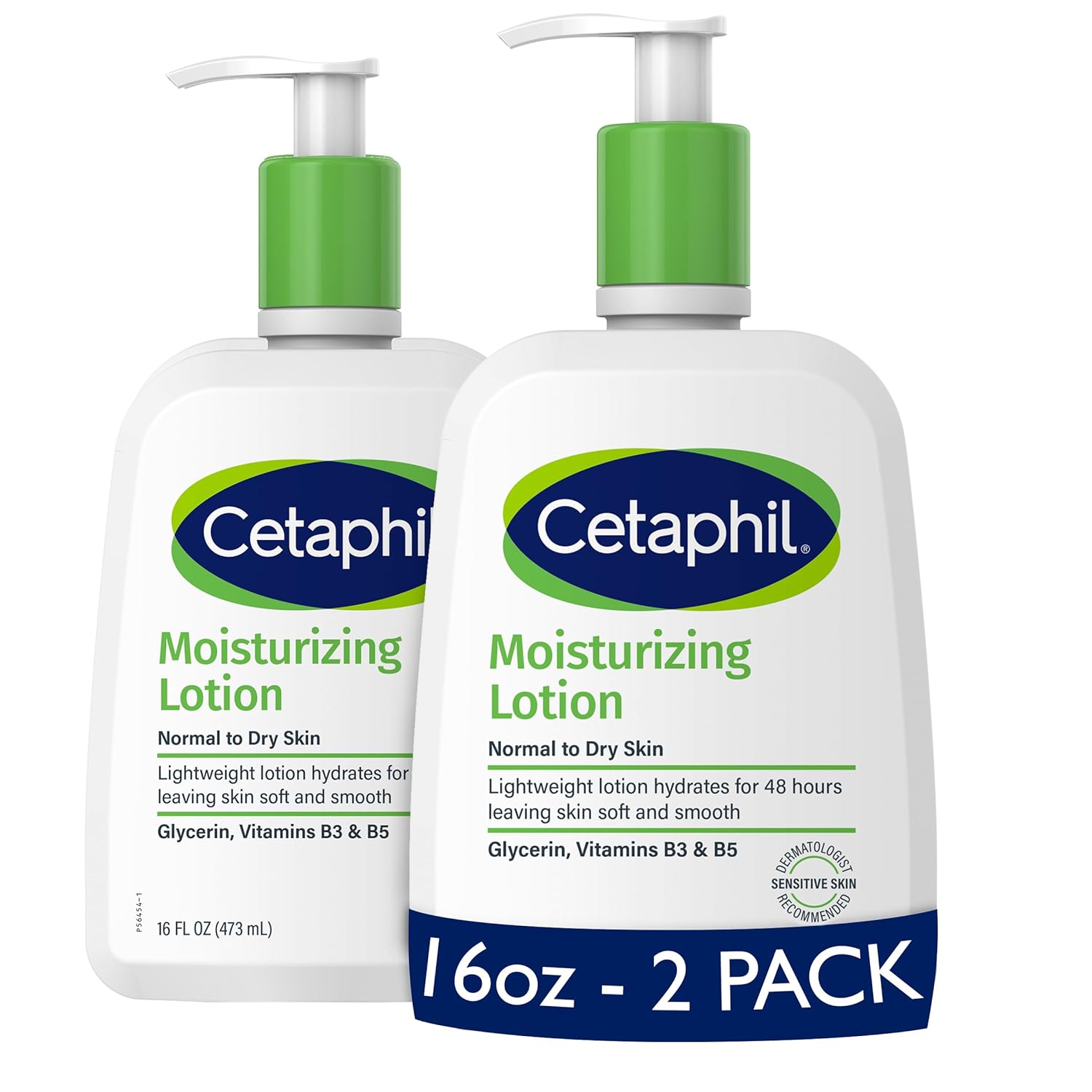 Cetaphil Face & Body Moisturizer, Hydrating Moisturizing Lotion for All Skin Types, Suitable for Sensitive Skin, NEW 16 oz Pack of 2, Fragrance Free, Hypoallergenic, Non-Comedogenic