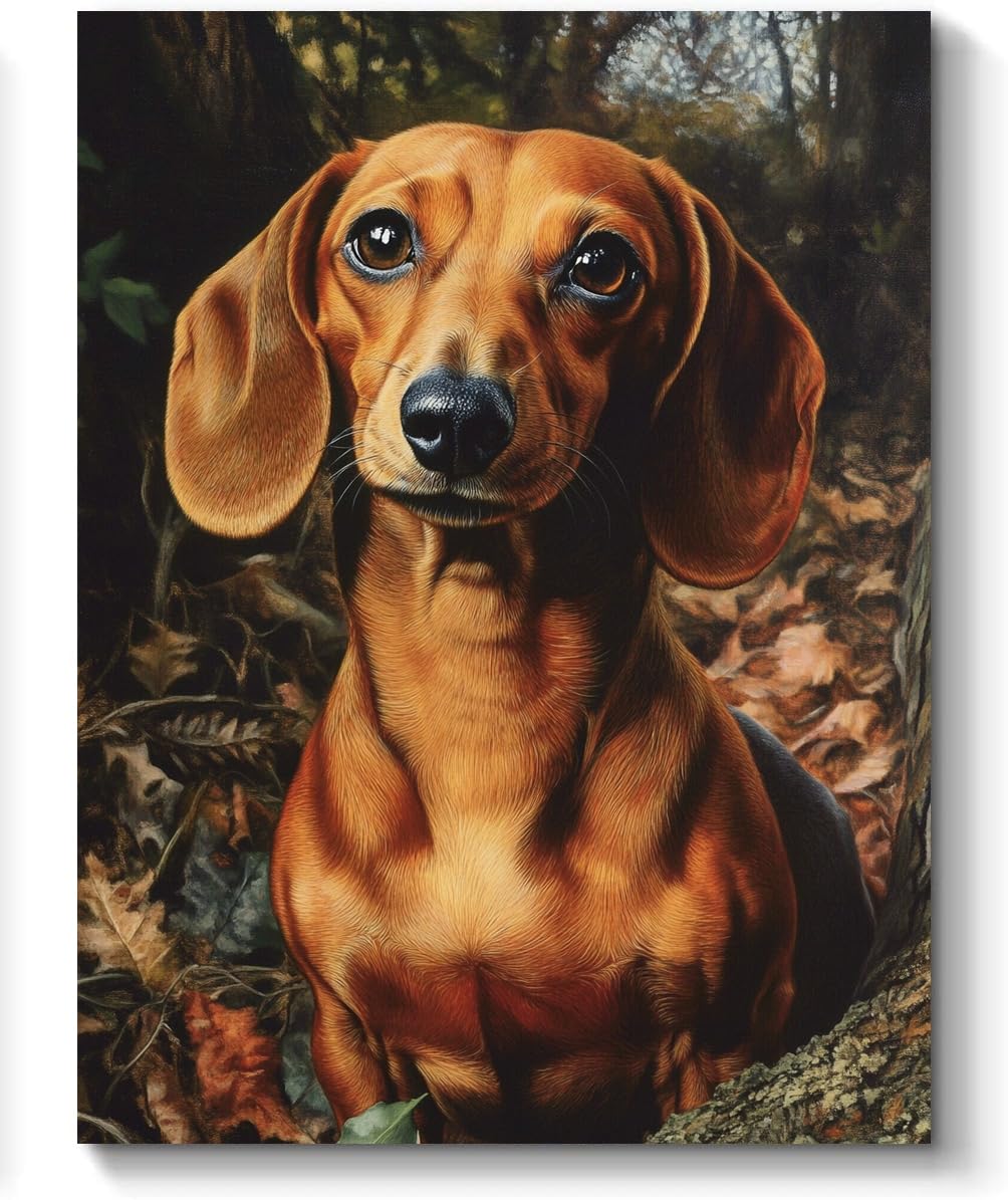Dachshund Dog Paint by Numbers Kit for Adults, 16"x20" Canvas Painting Kit for Beginners, Modern Aesthetic DIY Paint by Number on Canvas for Home Wall Decor A985