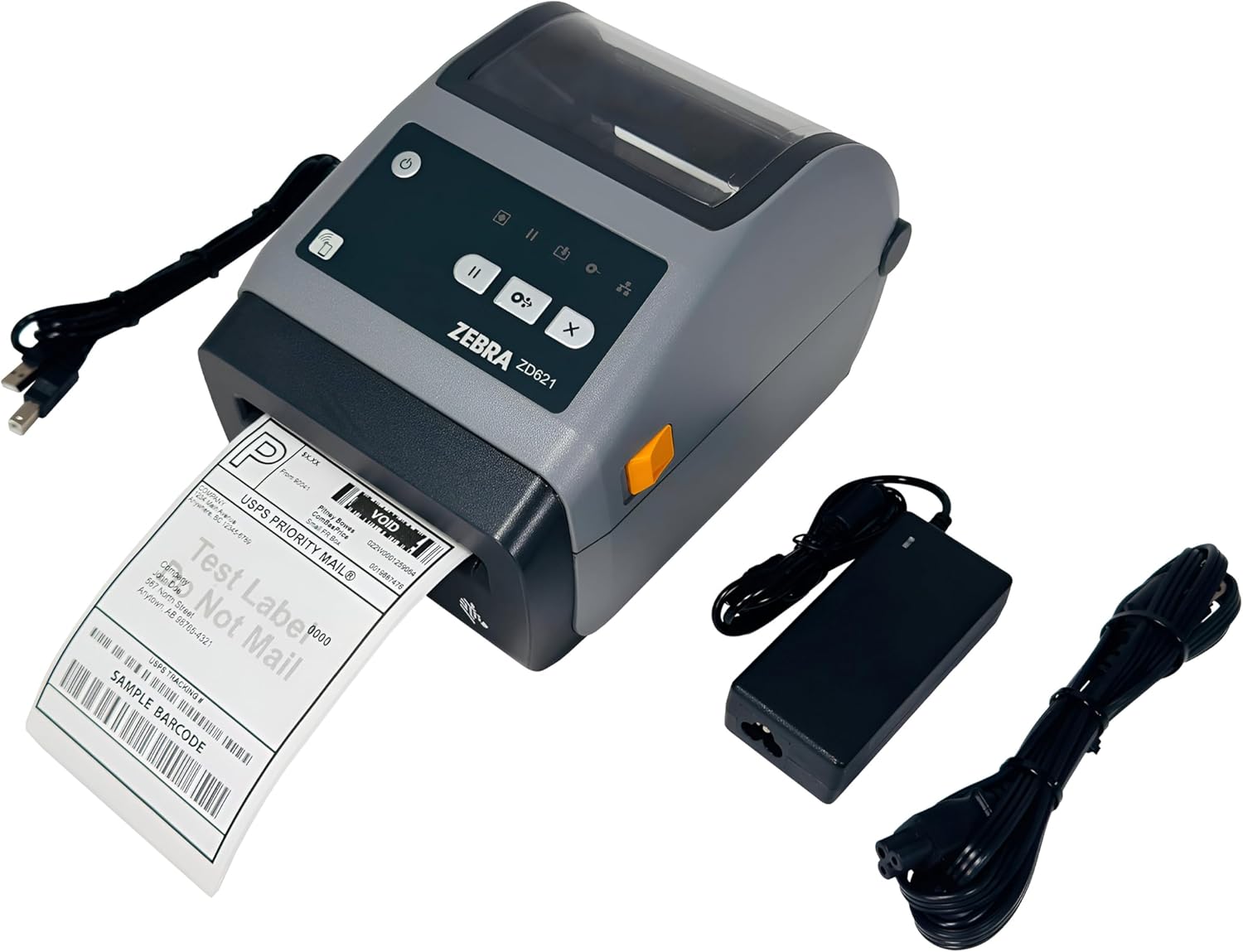 Zebra ZD621 ZD6A042-D21F00EZ Direct Thermal Label Printer Cutter USB LAN BT, Bundle with AC Adapter USB and Ethernet Cables