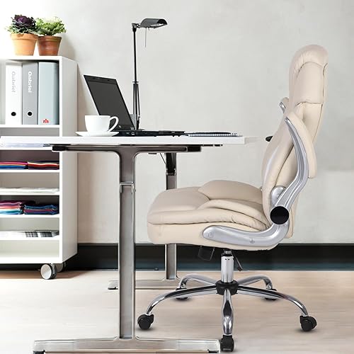 Miniatura 8 de Sillas de oficina ejecutivas modernas con soporte lumbar, silla de gestión mecedora de 90 a 120 grados, cuero sintético ergonómico, sillas de