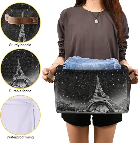 Miniatura 4 de ALAZA Contenedores de almacenamiento plegables, maravillosa vista nocturna de la Torre Eiffel en París, cajas de almacenamiento para armario,