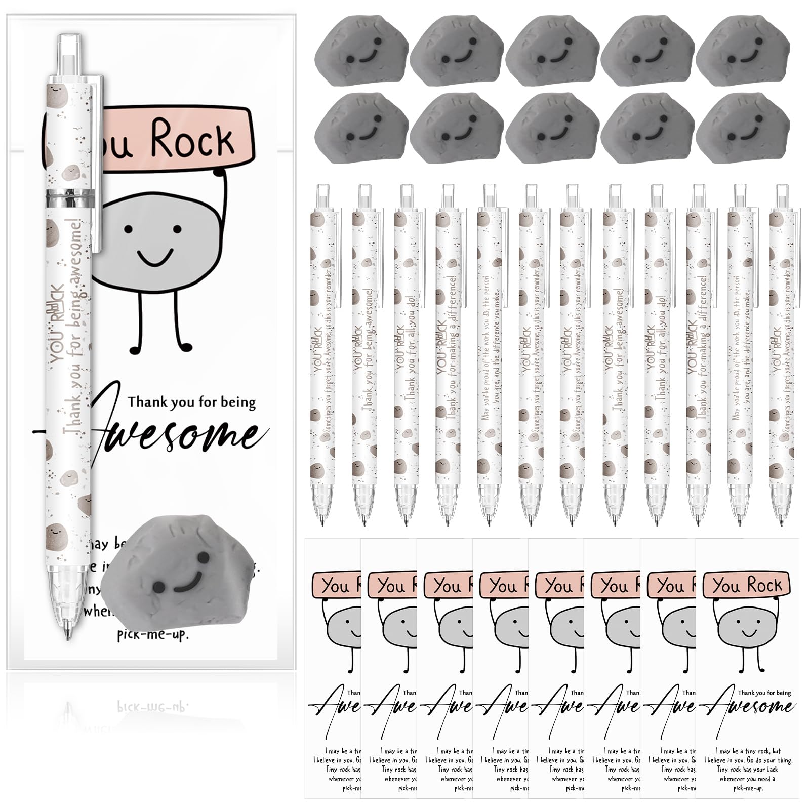 AmazingSpark Lot de 30 porte-mines inspirants en vrac 6 styles 0,7 mm avec gommes, cartes positives, cadeaux de rentrée scolaire, pour étudiants, enseignants, collègues, fournitures de bureau