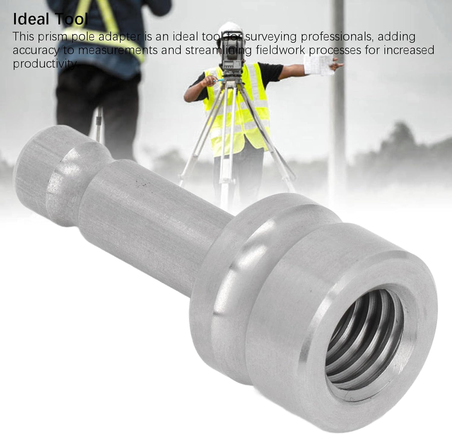 Garosa Prism Pole Mount Adapter Quick Release Stainless Steel AD L09 Female Connect to Thread 5/8in‑11 RTK GPS Total Station Prism Adapter for Surveying Poles Base Tripod