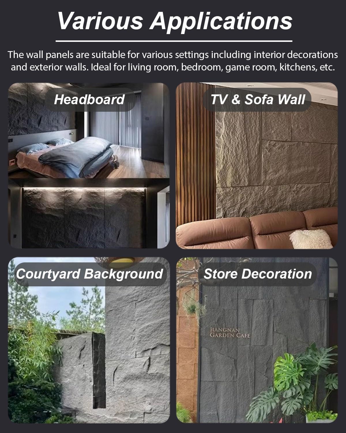 Vibeo Pannelli decorativi per pareti Pannelli Murali in Finta Pietra in PU, Confezione da 6, Pannelli Murali 3D per L'arredamento di Interni, Pannelli Decorativi per Pareti Artificiali