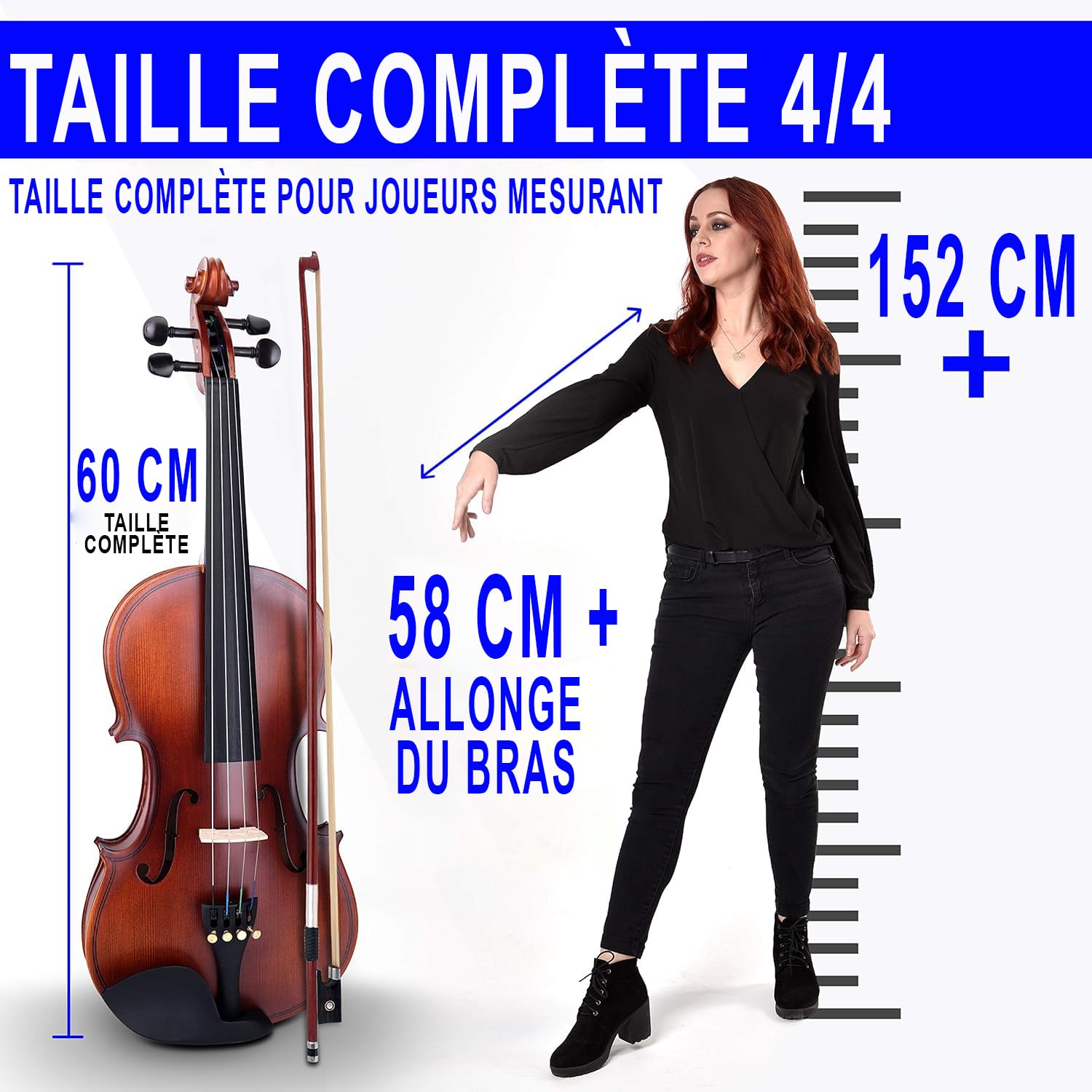 Pyle, Lot de 4 violons à cordes en contreplaqué avec kit d'accessoires inclus (PGVILN20.3)