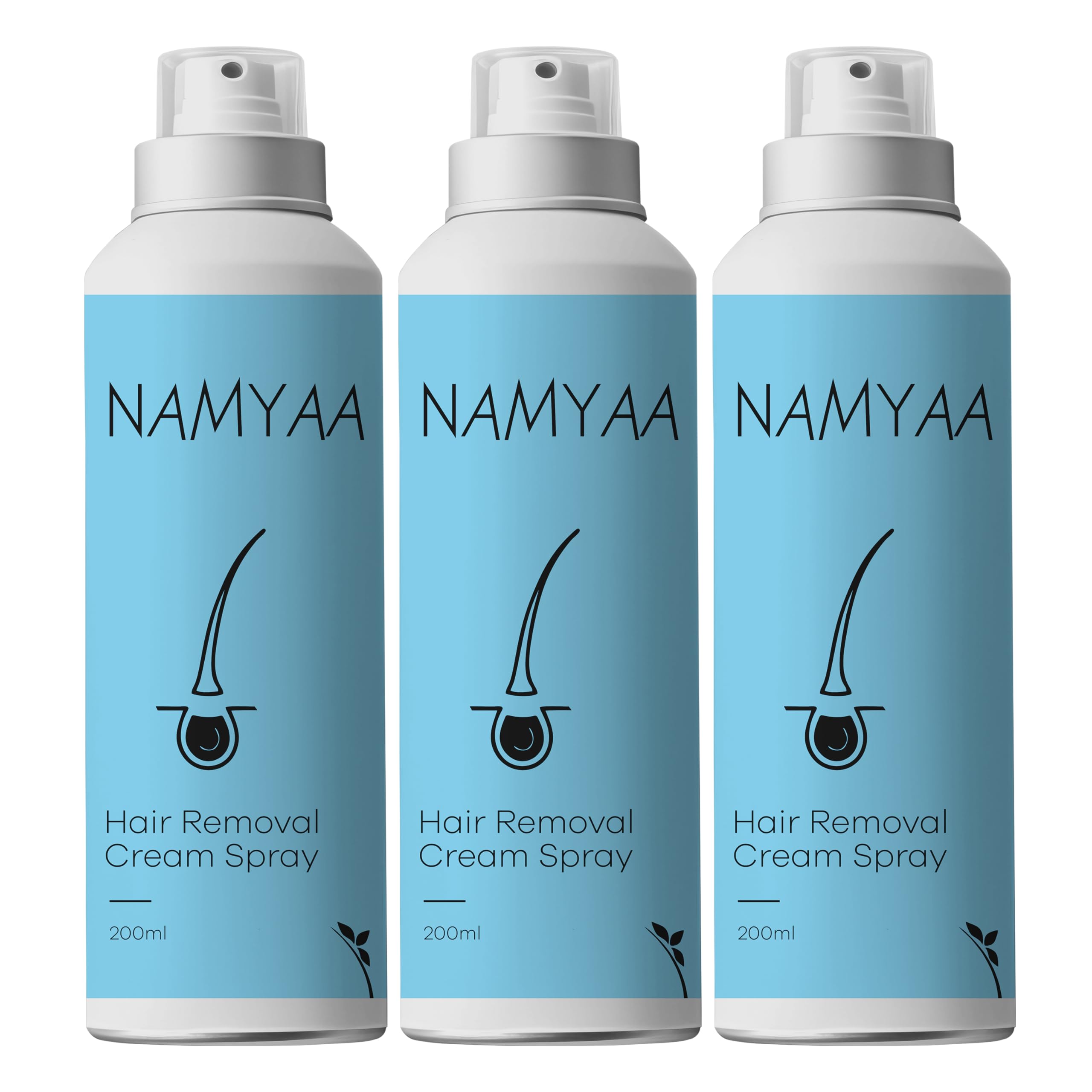 Namyaa Hair Removal Cream Spray|Painless Body HairRemoval for Legs,Underarm&Bikini line Spray (600 ml, Set of 3)-image-1