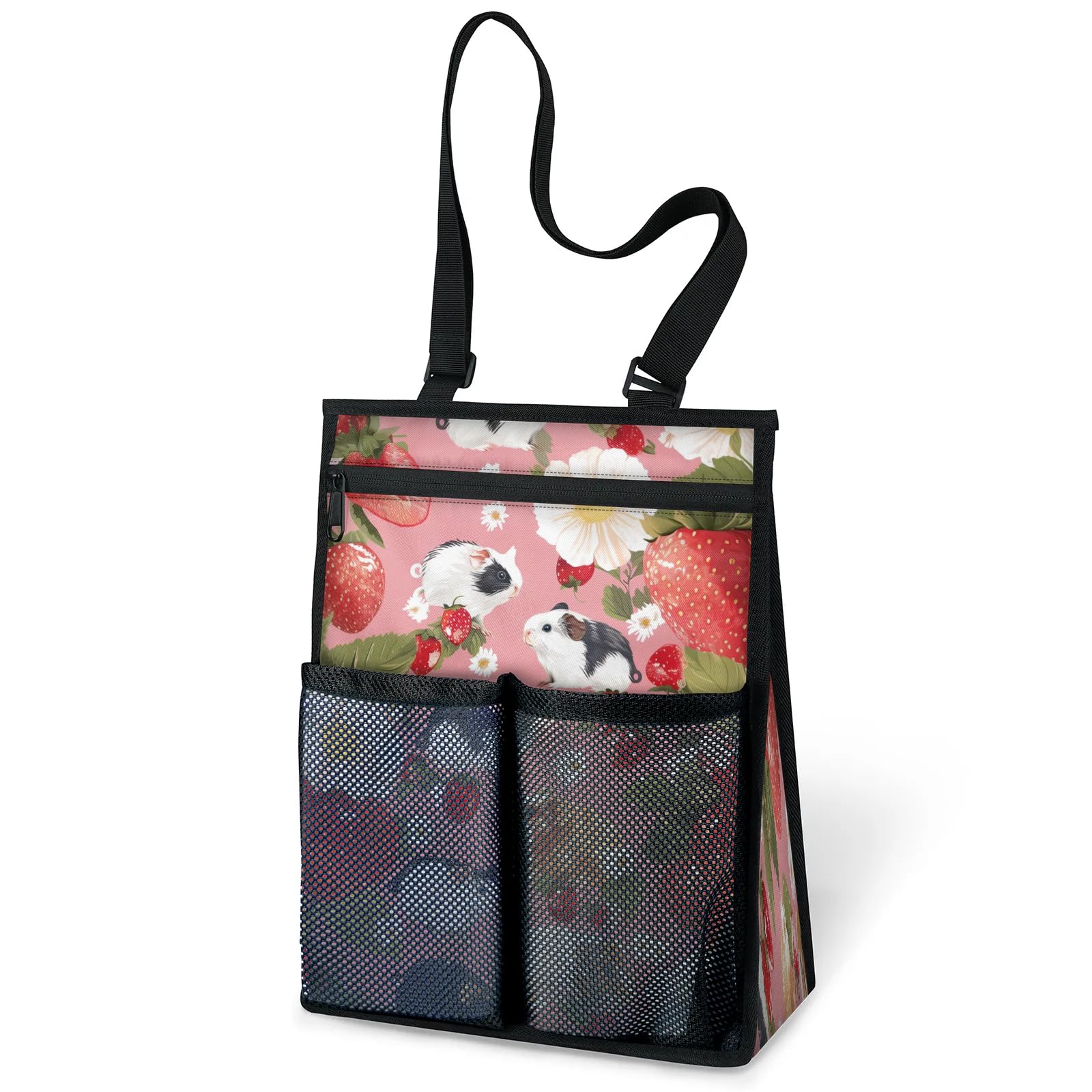 Ourtheme Guinea Pigs Strawberries Portable Shower Bag for Travel Gym Camp Beach Tote Shower Caddy Bags Hanging Toiletry