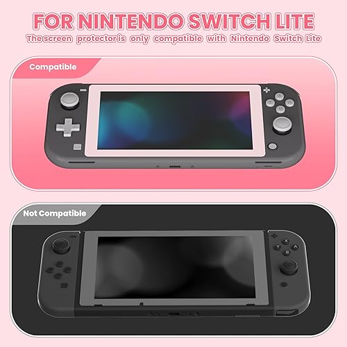 Miniatura 3 de eXtremeRate 2 Pack Cherry Blossoms Pink Border Transparent HD Clear Protector Film, Tempered Glass Screen Protector for Nintendo Switch Lite