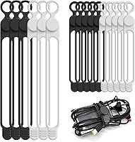Vista 18 de 30 piezas de bridas de silicona Nearockle para agrupar auriculares, cargador de teléfono, cables de computadora, organizador de cables reutilizable