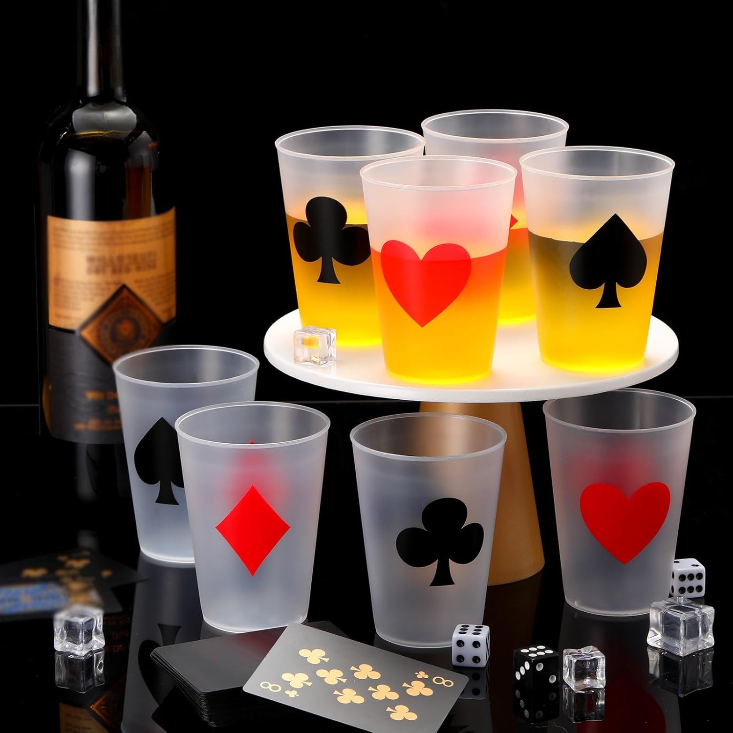Hoolerry 72 Pcs Casino Party Plastic Cup 9 oz Casino Theme Party Decorations Poker Las Vegas Tumbler Shot Cup Plastic Game Night Themed Favors Set for Birthday Wedding