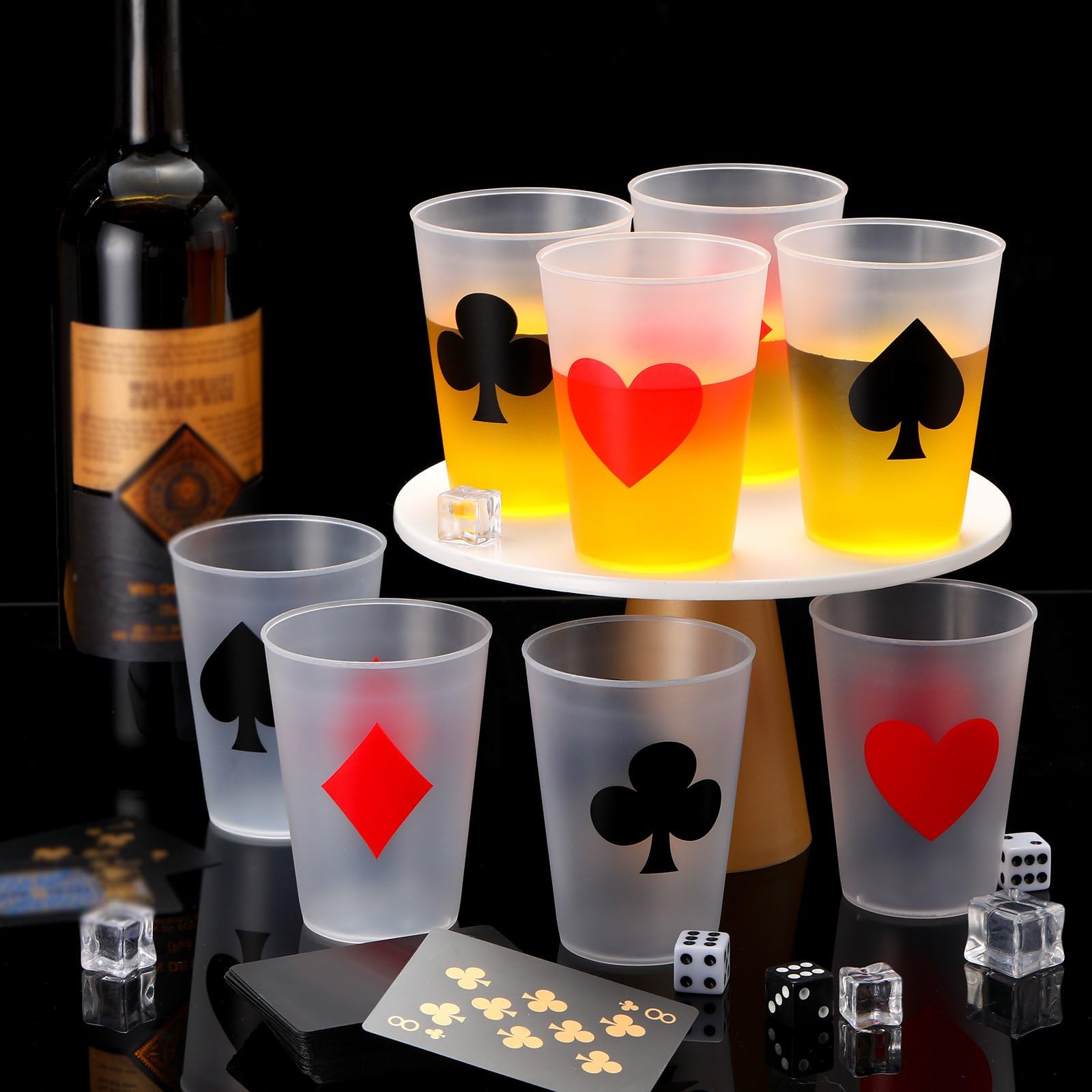 Hoolerry Casino-Partybecher, 266 ml, Casino-Themenparty-Dekorationen, Poker-Becher, Schnapsbecher, Kunststoff, Spieleabend, für Geburtstag, Hochzeit, 72 Stück