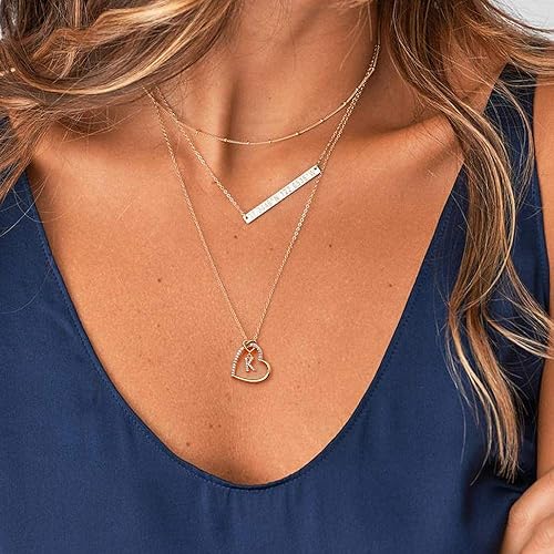 Miniatura 4 de Collar CZ con colgante de corazón con inicial de circonita cúbica, chapado en oro de 14 quilates, collar con inicial de corazón para adolescentes y