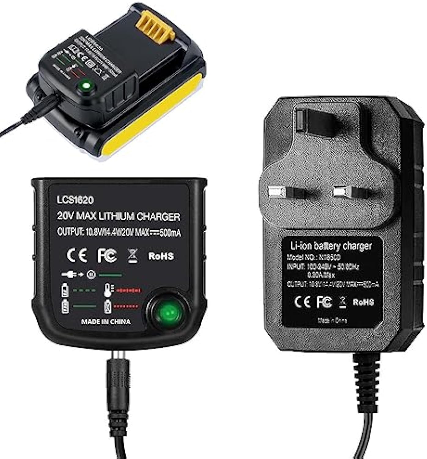 NALACAL LithiumIon Battery Charger for Black & Decker, Fast Charger, 18V Lithium Ion Battery LBXR20 LBXR20-OPE LB20 LBX20 LBX4020 LB2X4020 LBXR2020-OPE, Replacement LCS1620 for Black & Decker