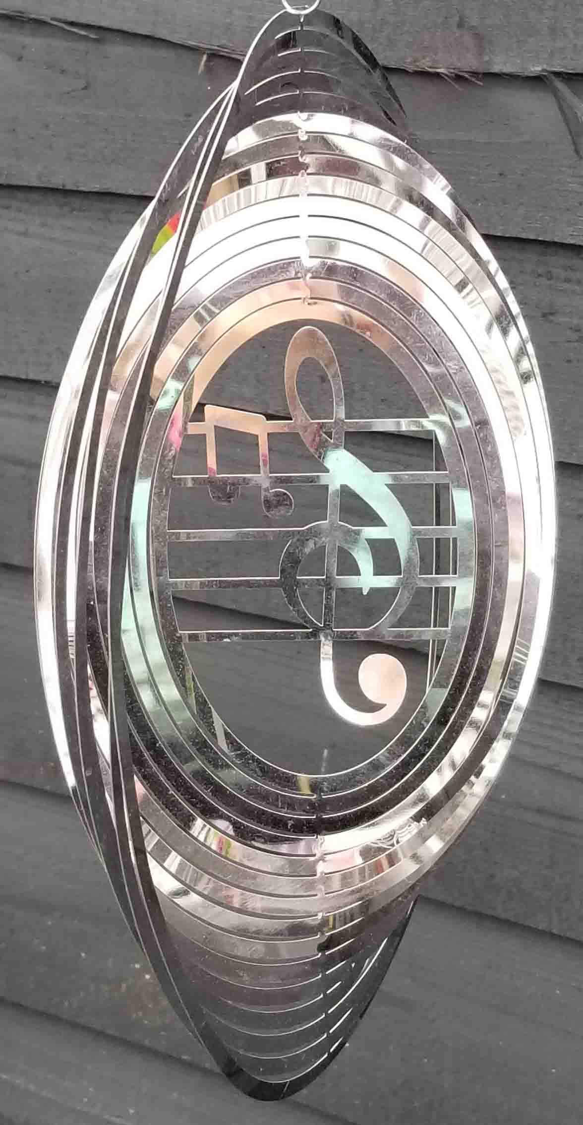 Stainless Steel Wind Spinner - 3D Mobile - Treble Clef Spinner