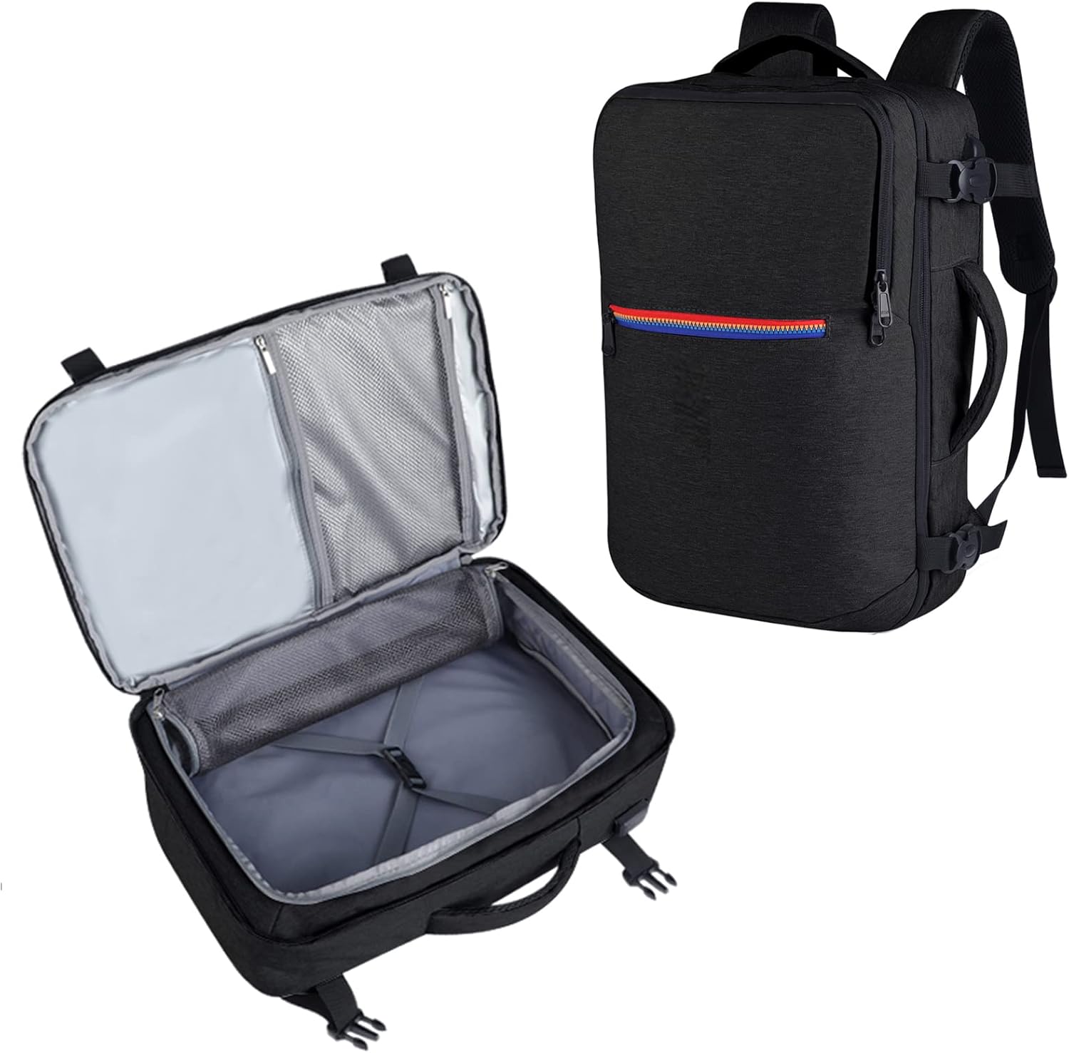 Laptop Backpack for Men Women with USB Charging Port,Waterproof Flight Approved Carry on Luggage Suitcase Backpacks for Travel College School Business Black