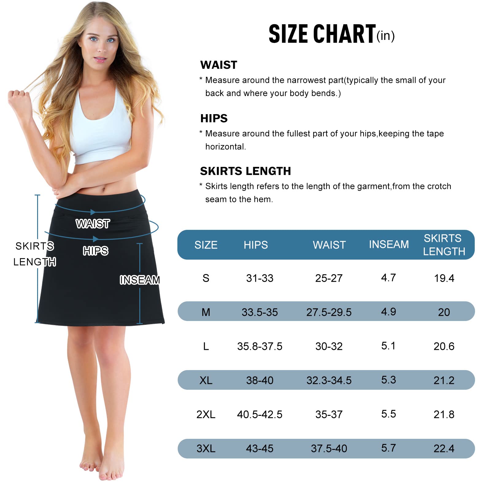 beroy Falda pantalón para Mujer, Falda de 20 Pulgadas hasta la Rodilla para Mujer, Falda atlética con Pantalones Cortos