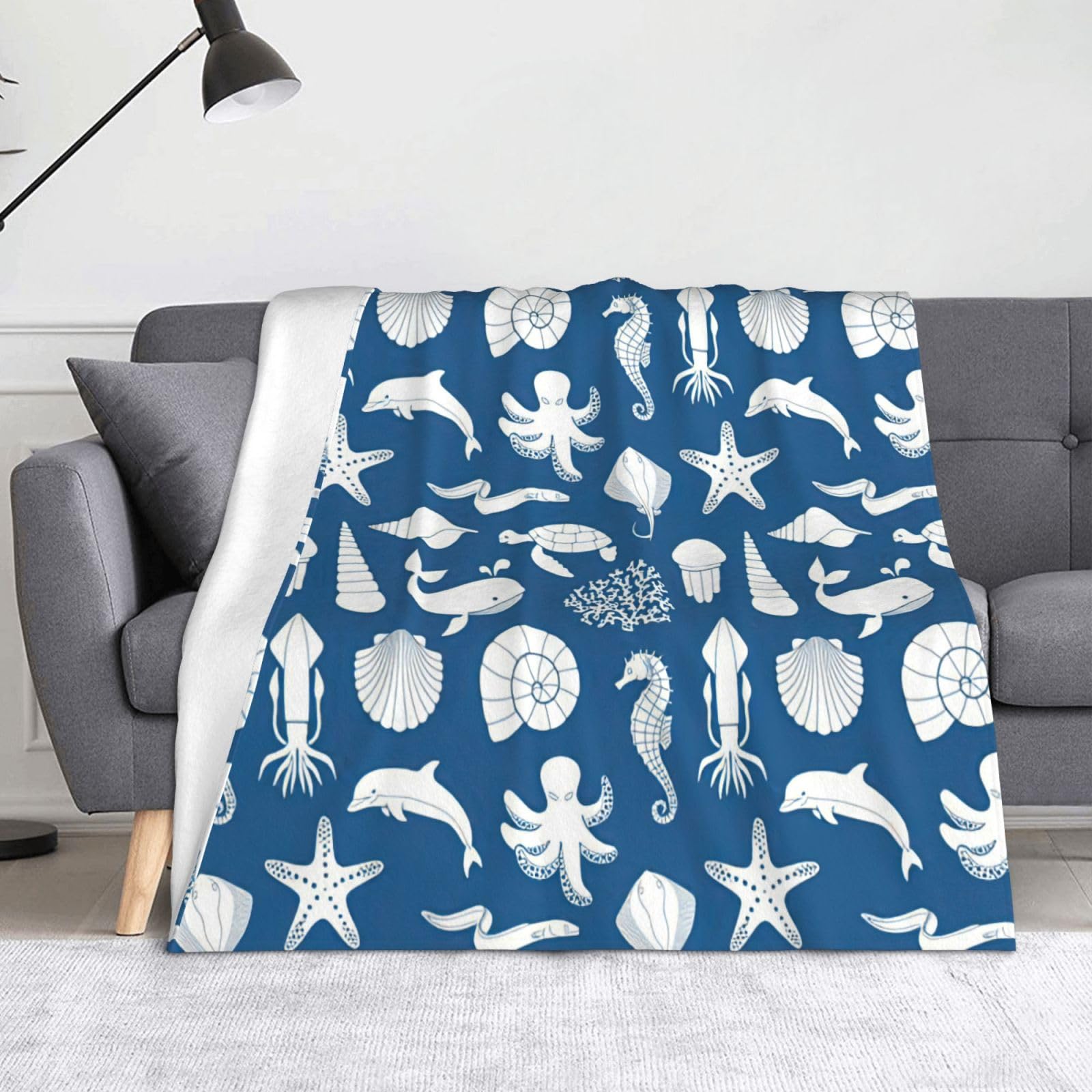 Couverture flanelle vie sous-marine, le cadeau idéal pour lit et canapé