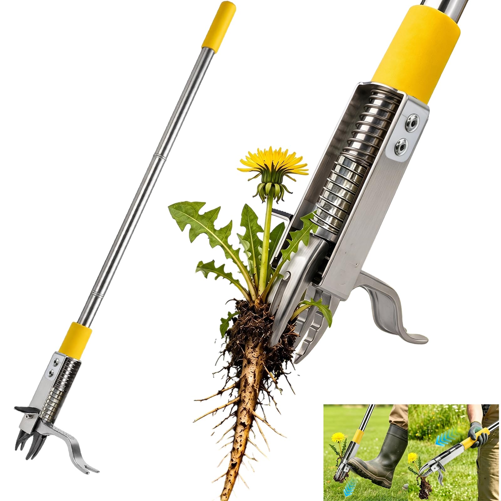 GETYEA Weed Puller, 120cm Long Handle Weed Remover Tool 4-Claw