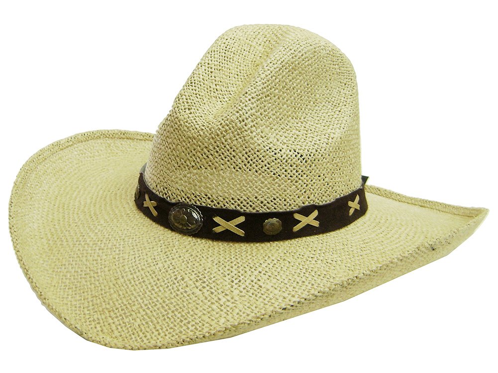 Modestone Unisex Large Brim Straw Cappello Cowboy Tan