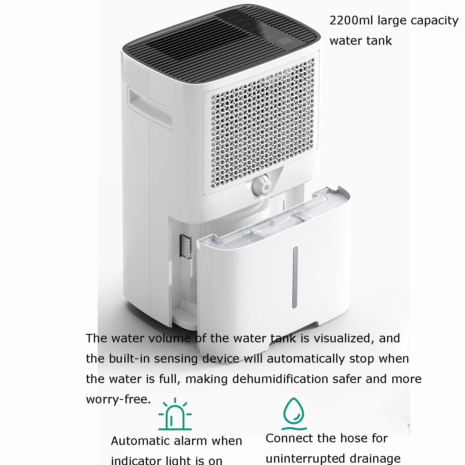 Elektrischer Luft-Smart-Luftentfeuchter 860 m²Ft 35 Pint, Badezimmer-Feuchtigkeitsabsorber Negativ-Ionen-Reiniger LED Touch