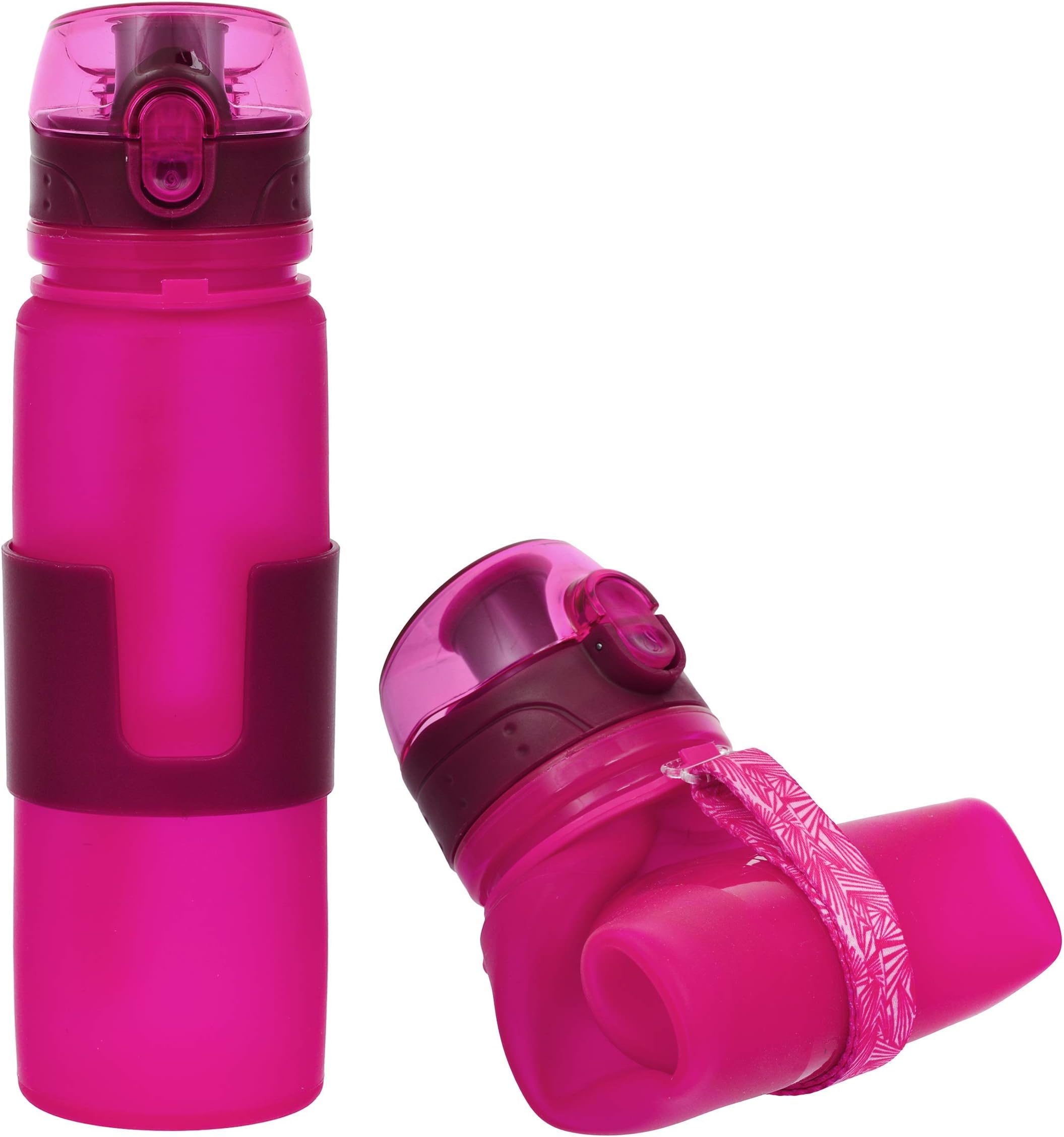 Yoo-Neek- Collapsible Water Bottle | Leak Proof for Sports, Travel and Outdoors | Reusable Silicone Foldable Water Bottle | BPA Free, 650ml (Pink)