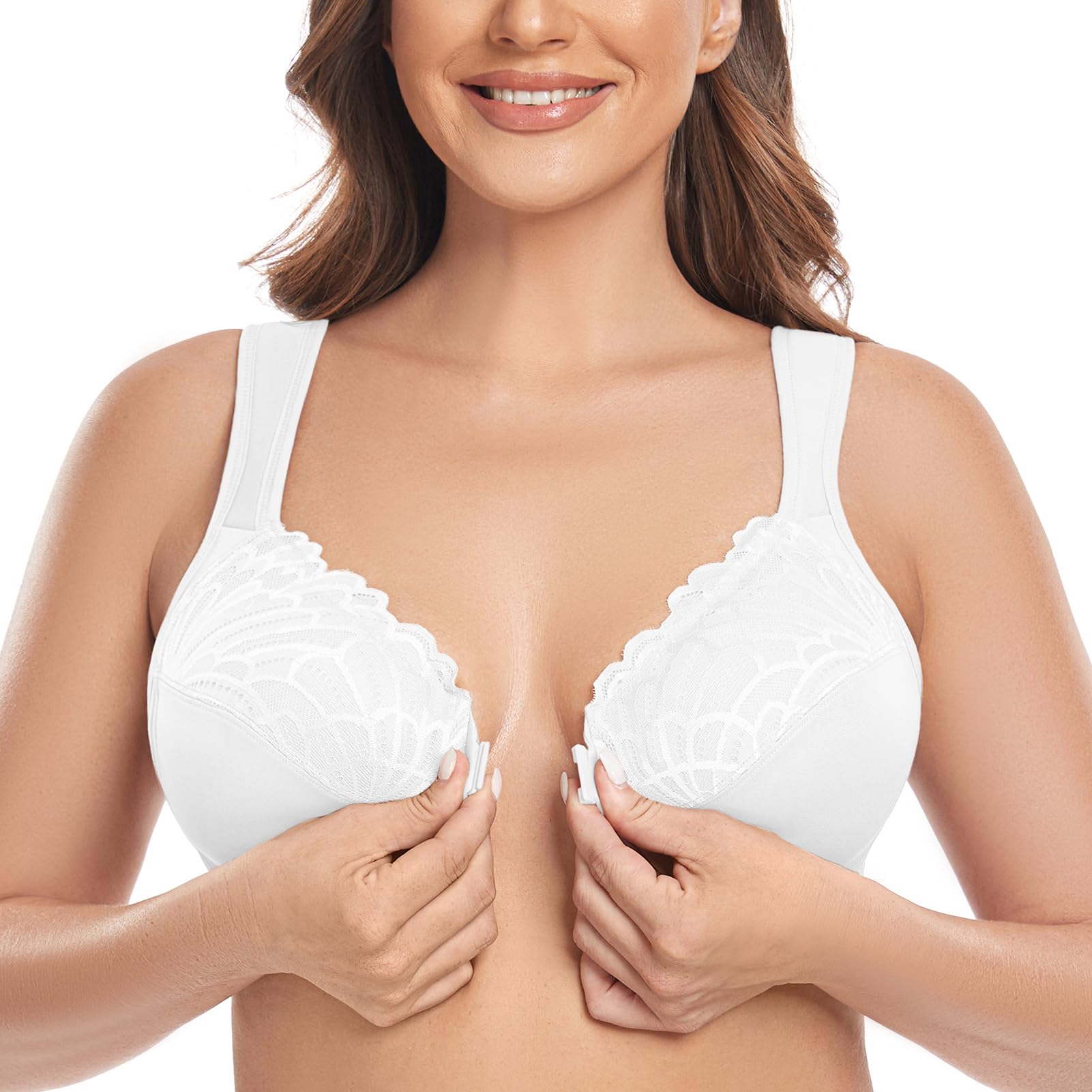 Femme avec Armature Grande Taille Dentelle Fermeture Devant Soutien-Gorge