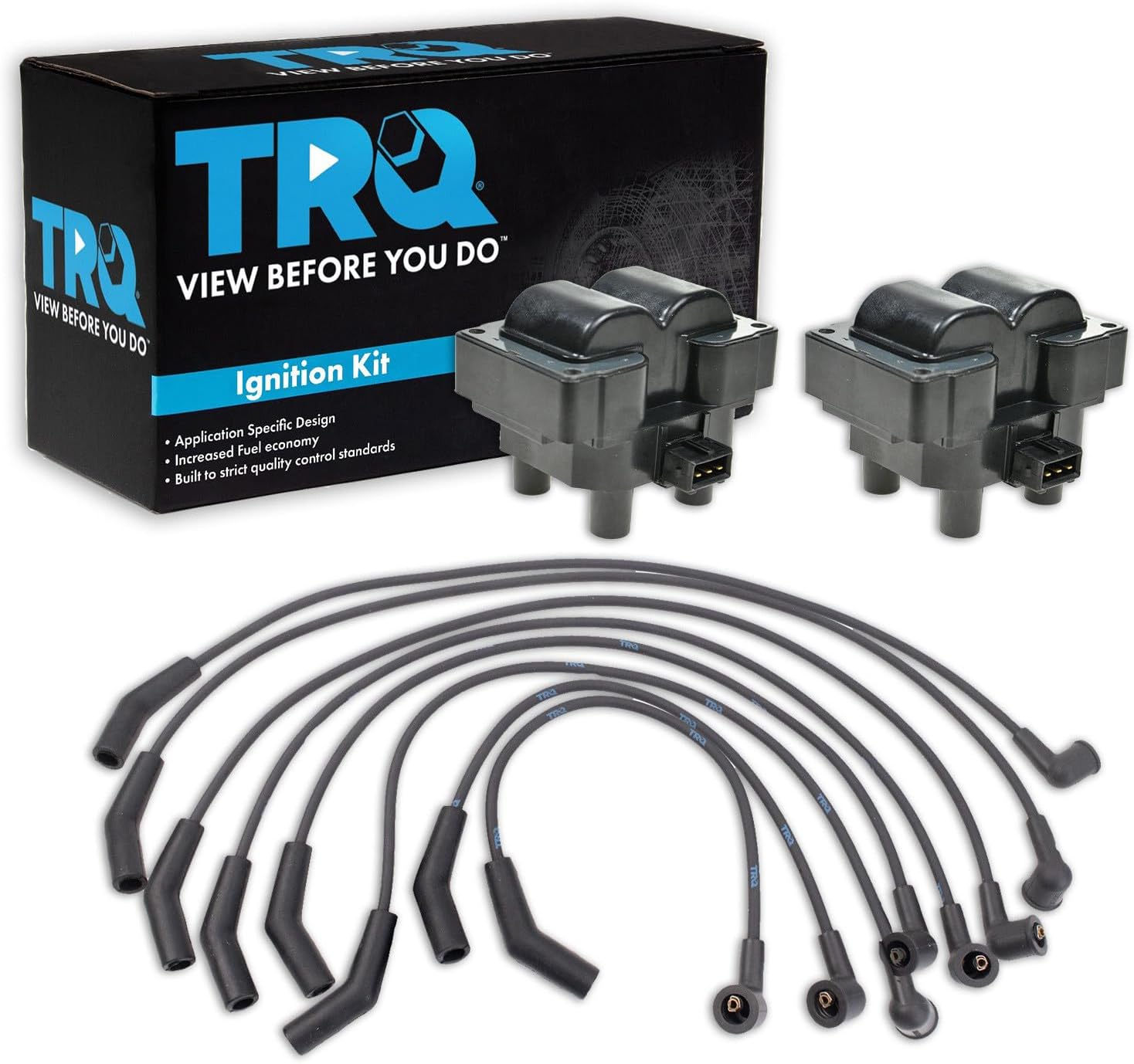 TRQ Ignition Coil & Spark Plug Kit 3 Piece Compatible with 1999-2004 Land Rover Discovery 1999-2002 Land Rover Range Rover