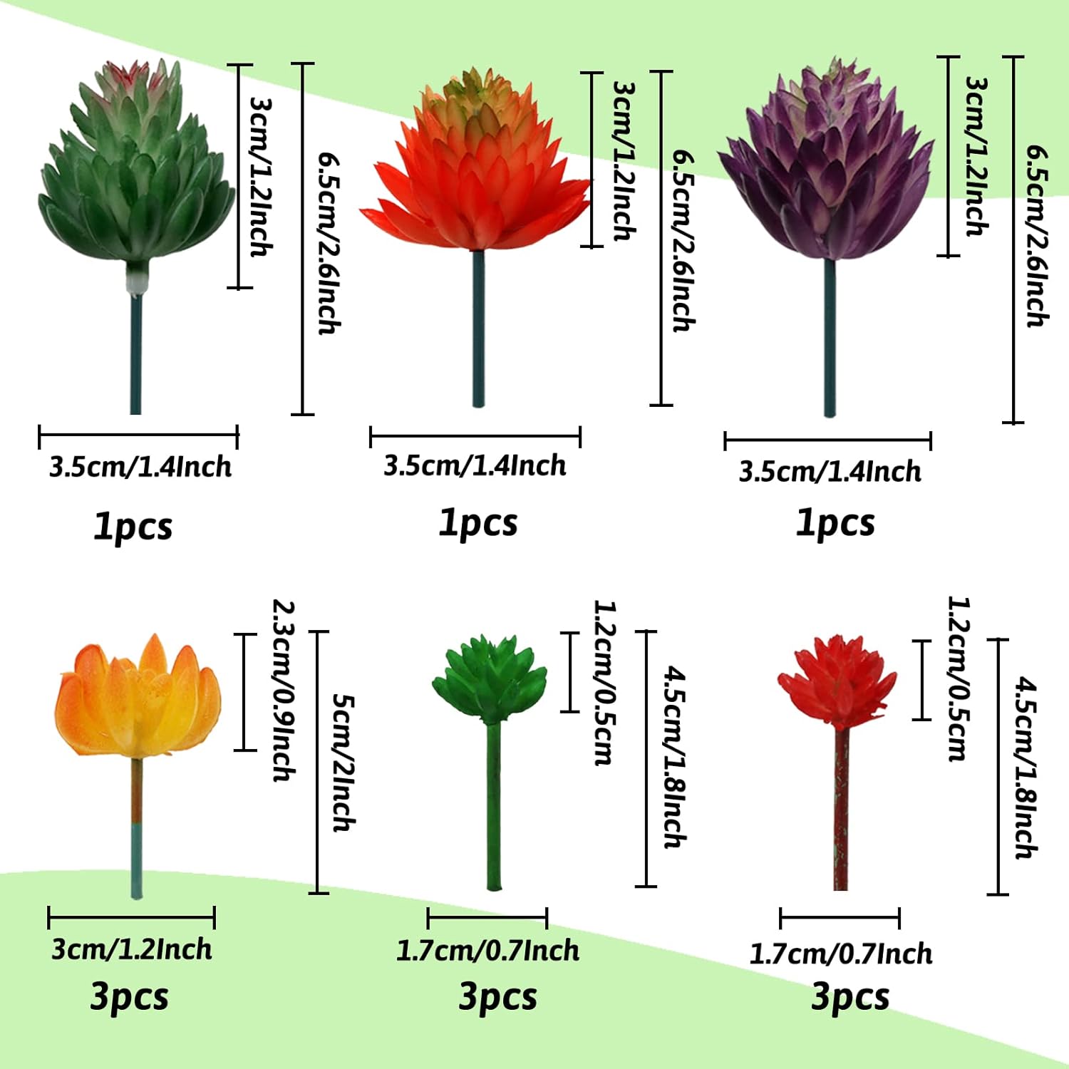 22pcs Colorful Fake Succulents, Mini Artificial Succulents for DIY Crafting Home Terrarium Floral Wall Garden Arrangement Office Decoration (Unpotted) - Image 7