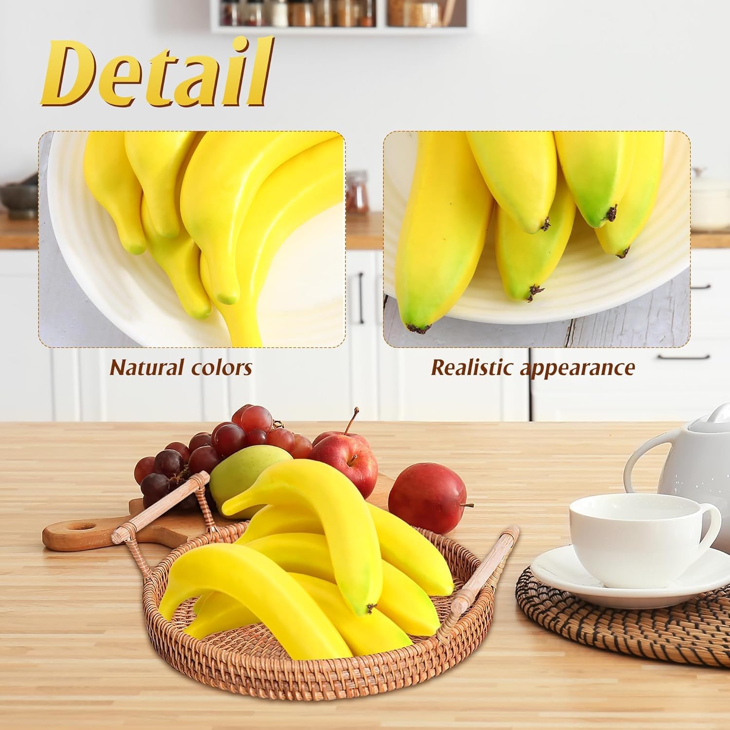 GMMH Artificial Decorative Banana Bananas (Pack of 4) - Lifelike