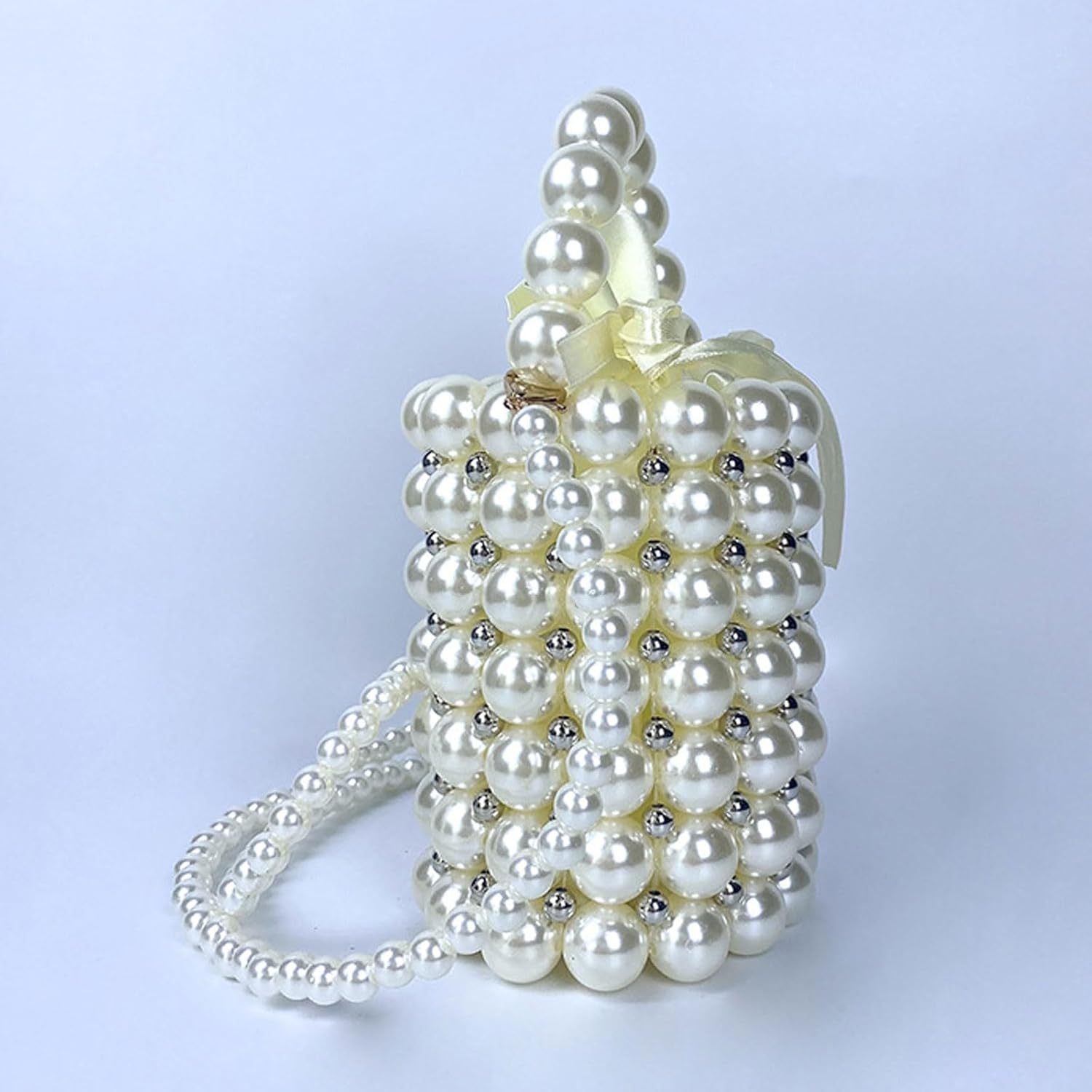 SHESRA Luxury Pearl Purses Shoulder Bag for Women Pearl Bag Handmade Bags Women's Crossbody Beaded Clutch Evening Bag Wedding Party Bridal Party Gifts 68