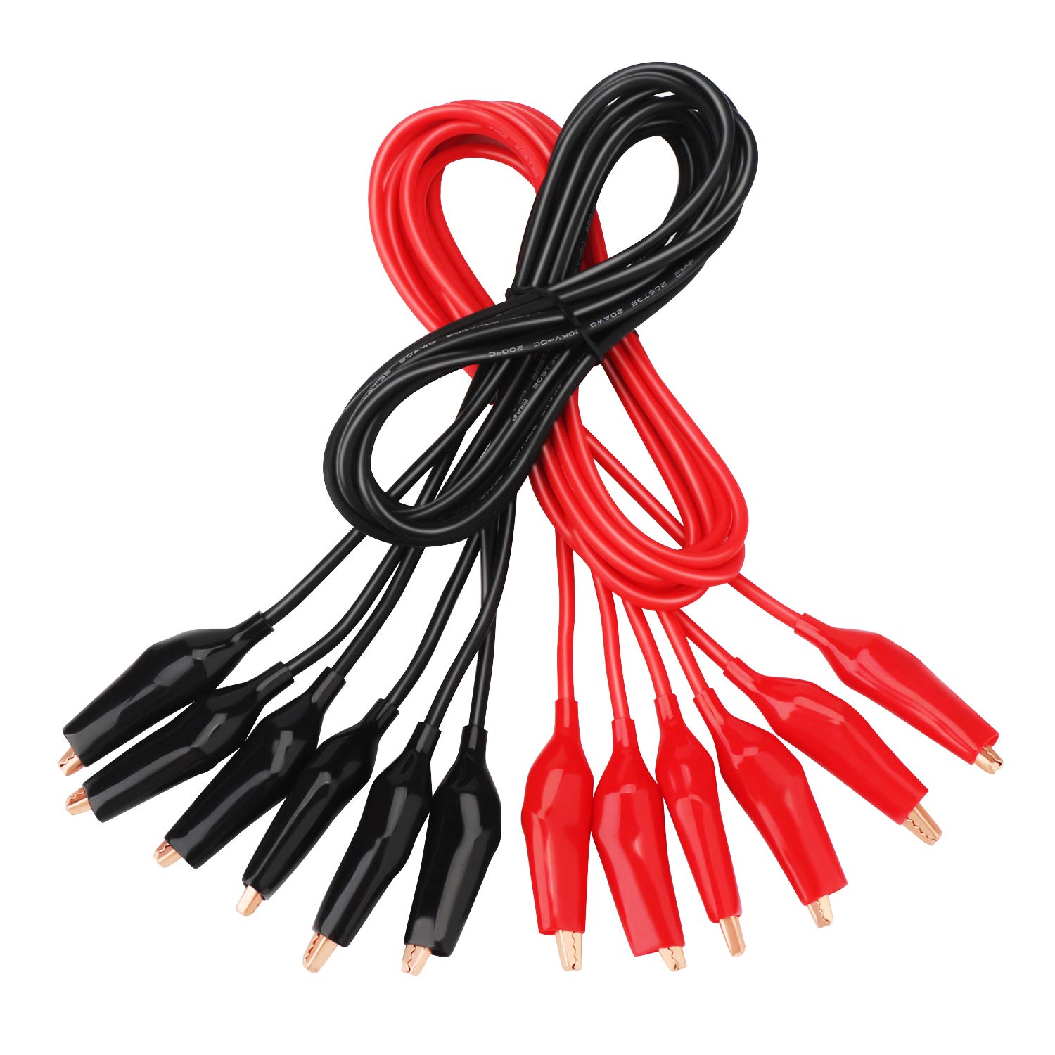 Alligator Clip Test Leads, DROK 6 Sets Double-end Crocodile Clamps Electrical Jumpers 39.3 Inches 100cm Pure Copper Electrical Testing Cable Connector Wires Circuit Experiment