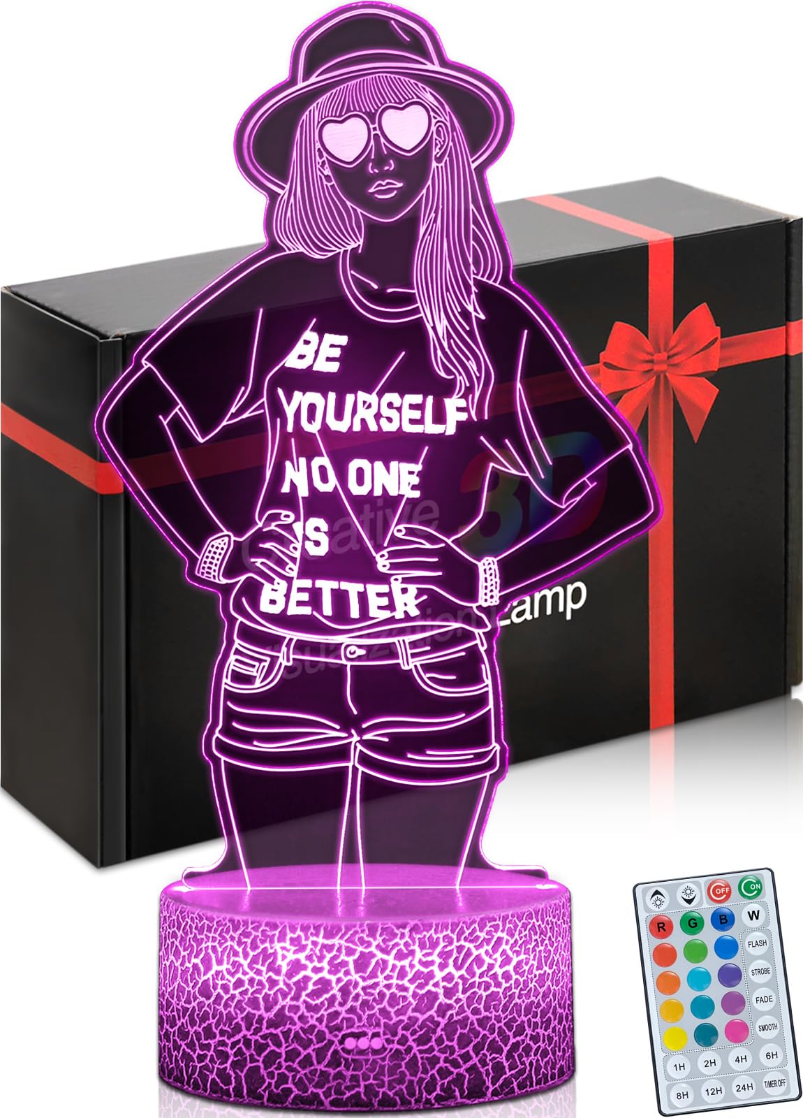 Night Light, Birthday Gifts for Girls, 3D Lamp Illusion LED, Merch for Teen Women, Mood Lights Bedroom Decoration, Dimmable 16 Colors Smart Touch with Remote Control [Energy Class G]