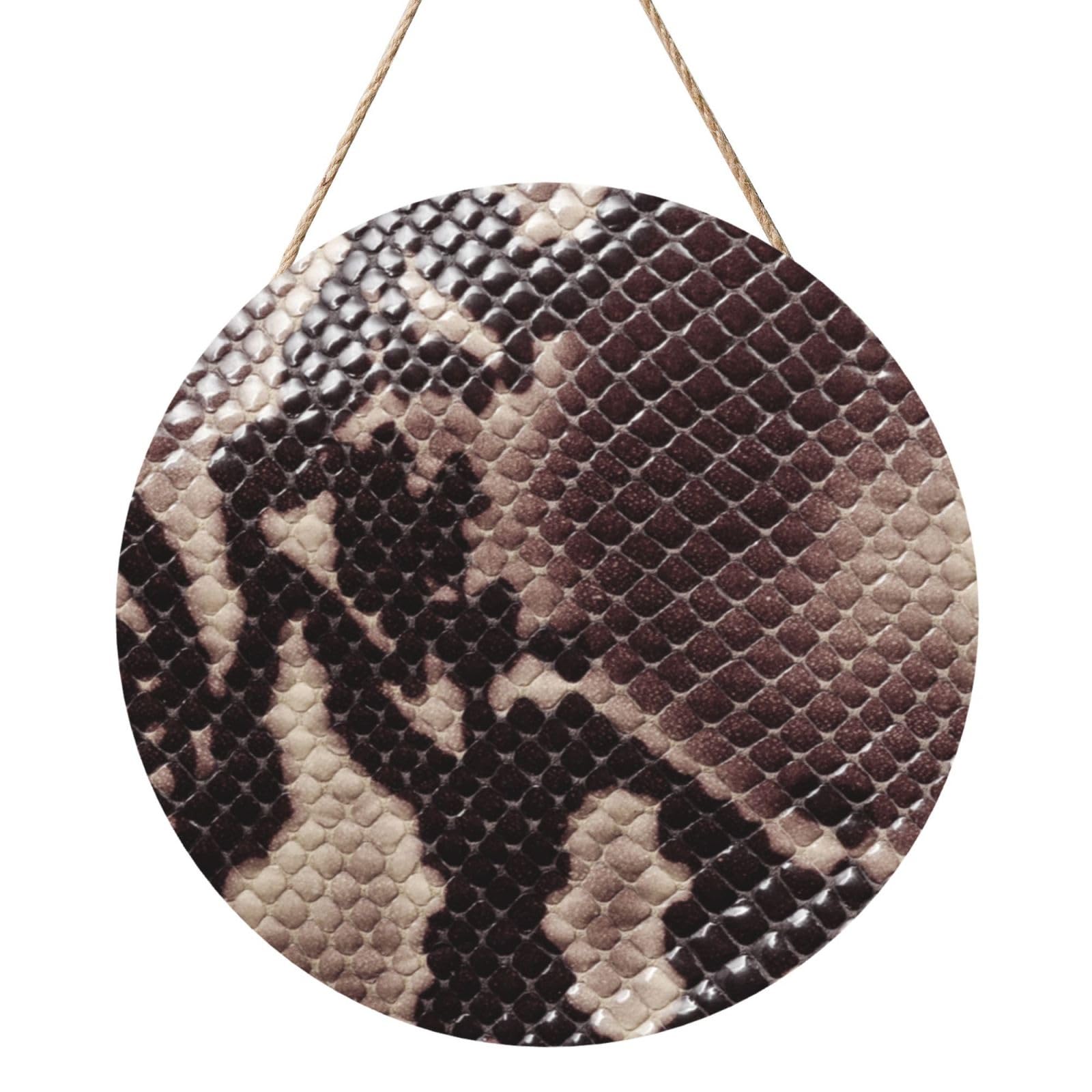 InOmak Snake Skin Texture, Round Wood Panel Painting 12 in, Wall Hanging Painting For Home