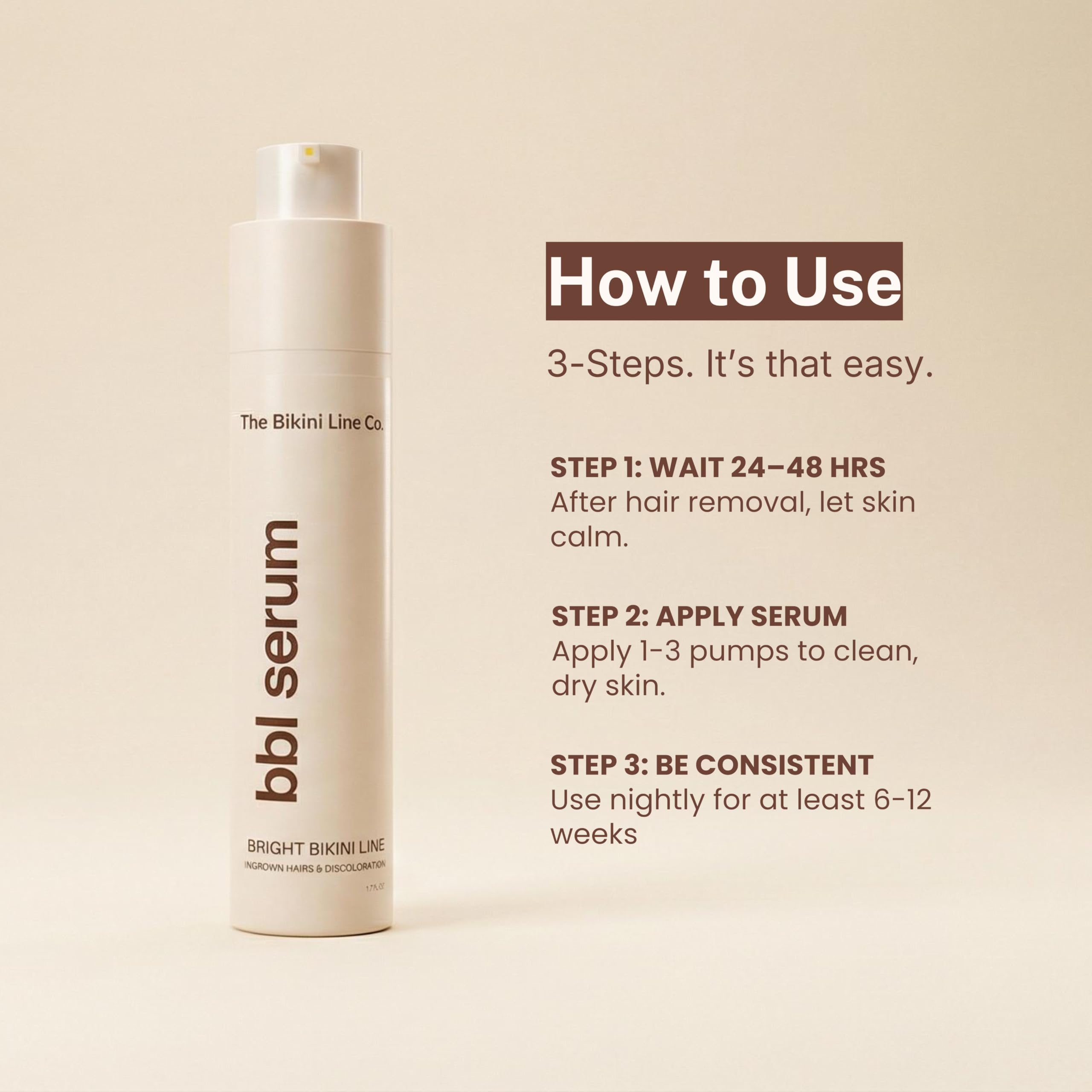 BBL Serum – 3-in-1 Bikini Line Care, Fragrance-Free Post-Hair Removal Serum with Salicylic Acid & Niacinamide, Helps Reduce the Look of Ingrown Bumps & Irritation, Designed for Sensitive Skin