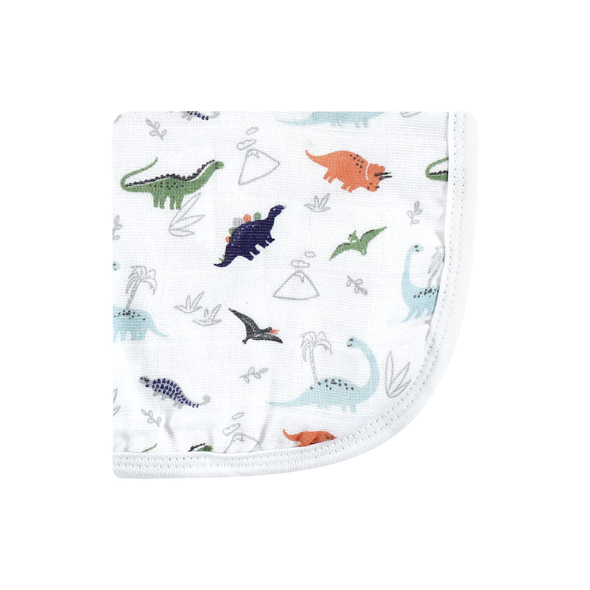 Hudson Baby Unisex Baby Cotton Muslin Washcloths, Dino, 10x10 in