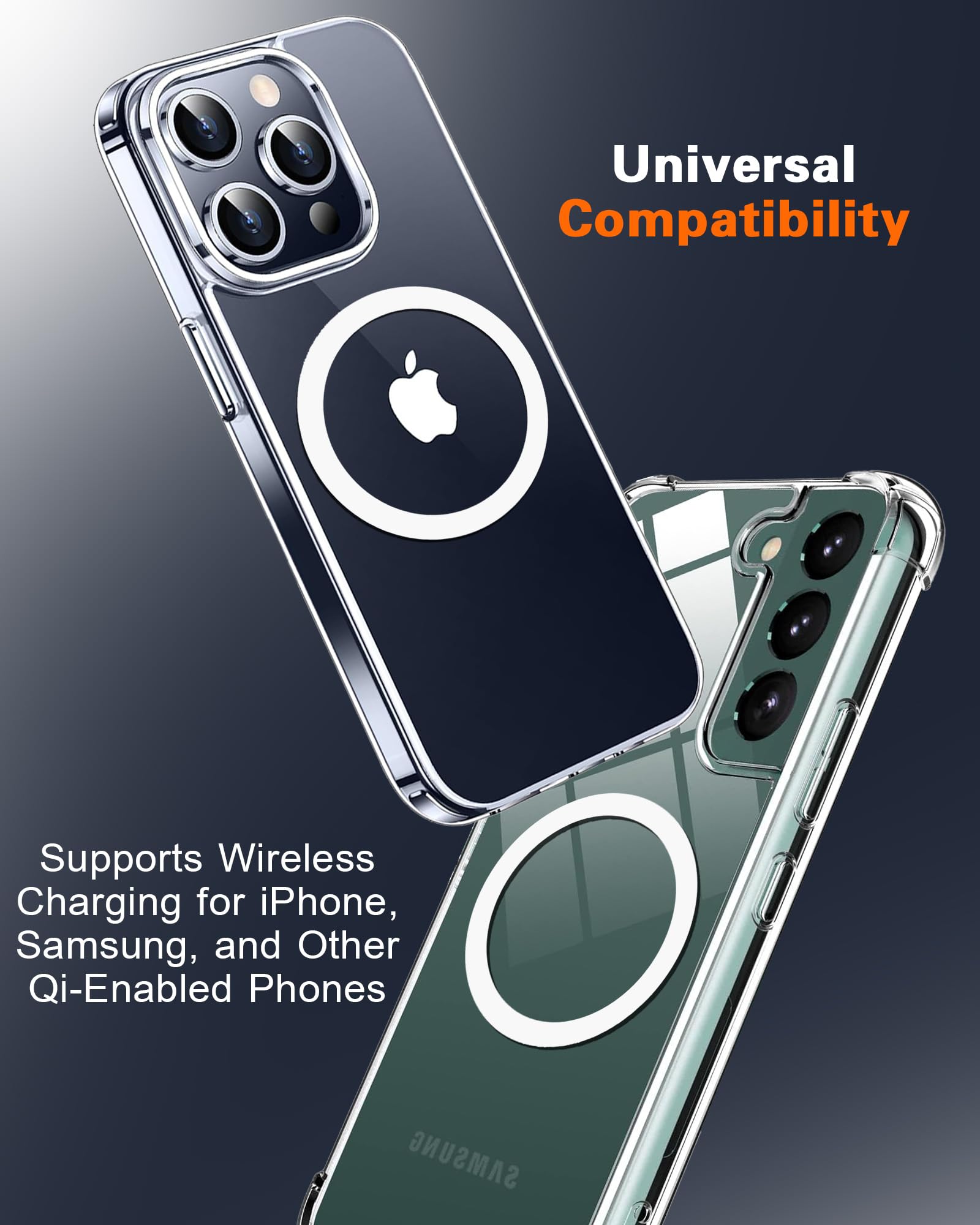 Adhesivo de metal universal ultrafino (0,2 mm) y ultraligero (1,2 g/0,042 oz) anillo magnético para fundas de teléfono y carga inalámbrica, paquete de 6 (blanco)