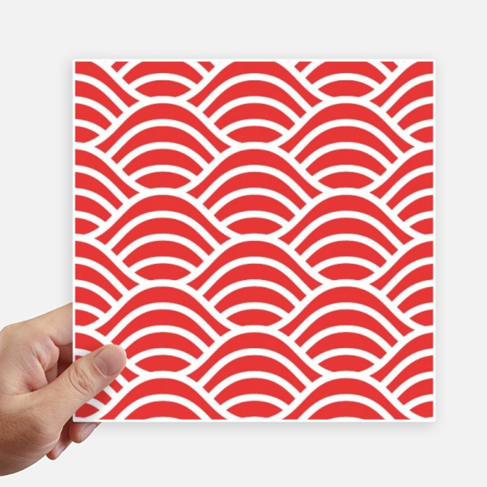 Autocollant Japon Vagues Rouge Blanc grand format 20 cm étanche lot de 4