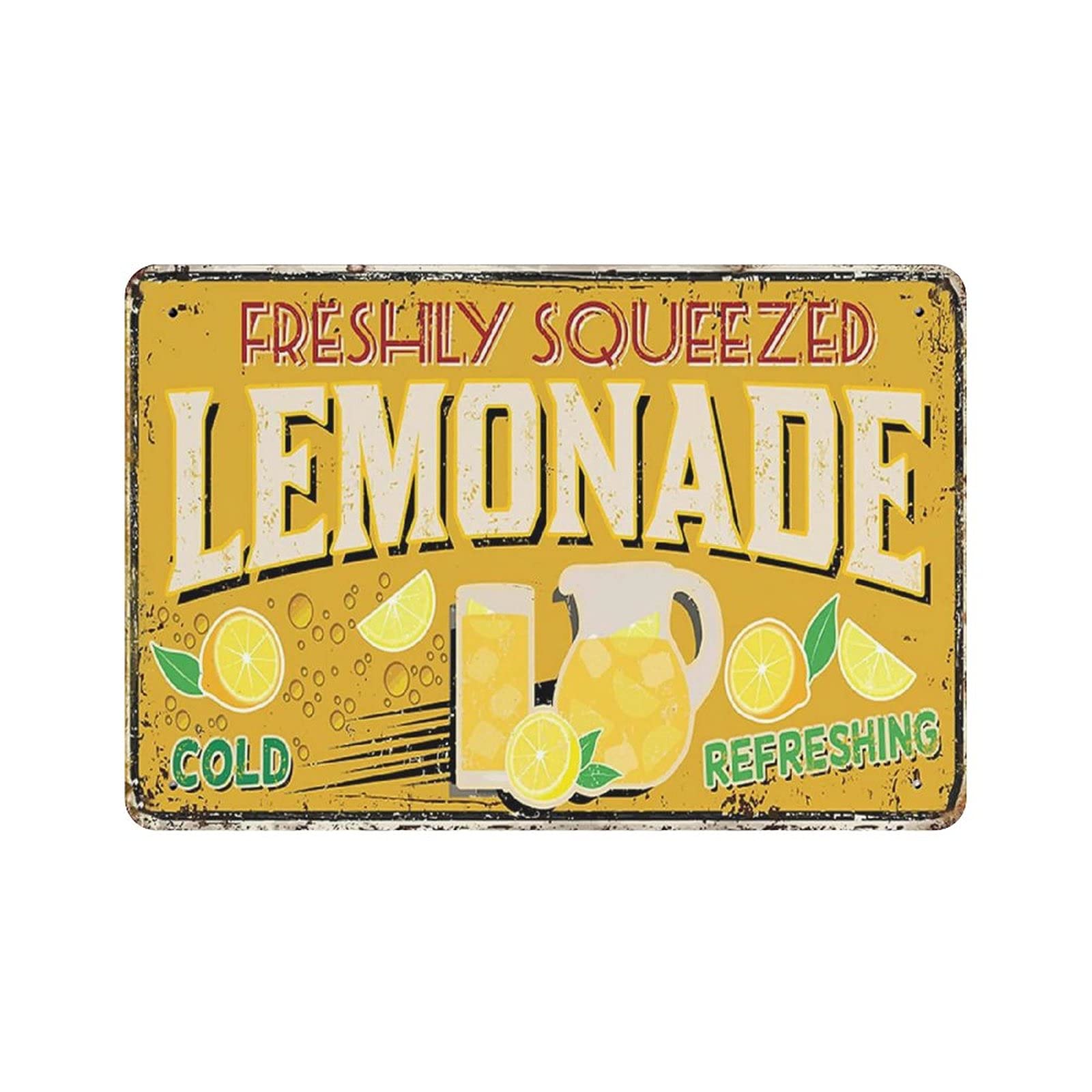 Metal Tin Sign Fresh Squeezed Lemonade Vintage Tin Poster Metal Sign Wall Decoration Country Kitchen Home Garage Decor 8"x12"