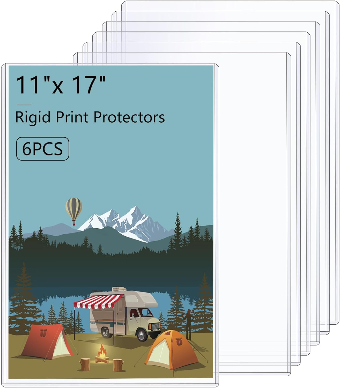 6PCS 11 x 17 Rigid Print Protectors Hard Plastic Sheet Protectors, Clear Heavy Duty Top Loading Menu Holder Poster Sleeves Page Protectors Frames Holder for Magazine Photo Paper Poster Prints (missing parts)