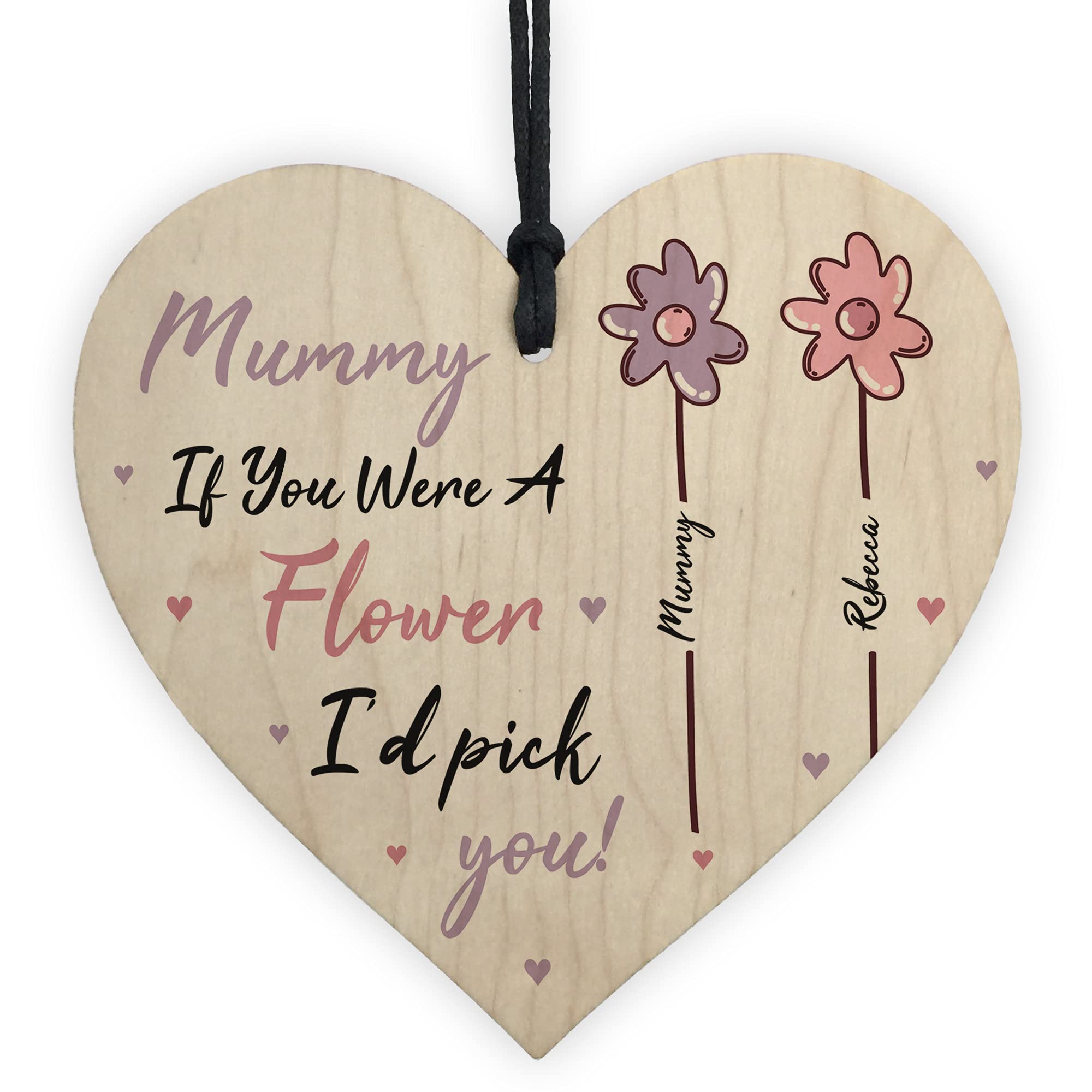 Red Ocean Personalised Wooden Heart Gift For Mummy Birthday Mothers Day Gift For Mummy