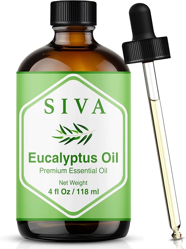 Óleo essencial de eucalipto SIVA ORGANICS em frasco de vidro com conta-gotas, 118 mL