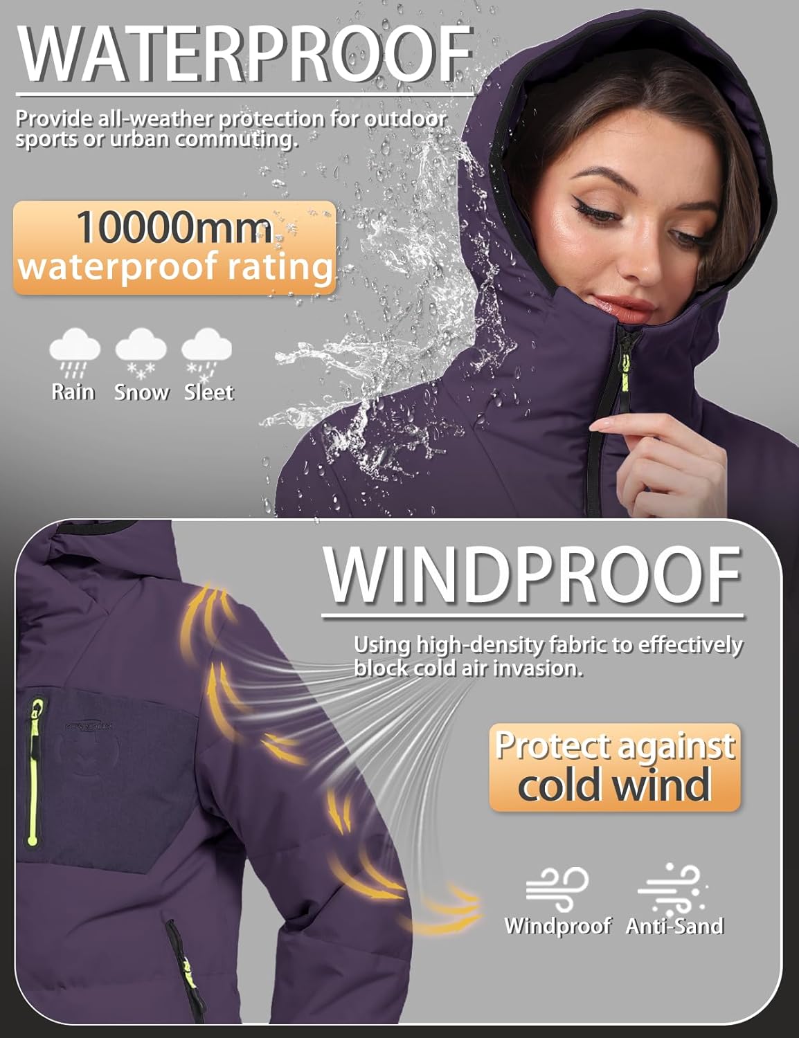 Women's Puffer Jacket Warm Winter Down Coat Waterproof Hooded Parka Coats Thicken Insulated Outerwear - Image 4