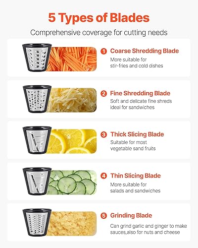 Miniatura 3 de VEVOR Rallador Eléctrico de Queso Fabricante de Ensaladas, Disparador de Ensaladas de 200W, Rebanador Triturador Picador Eléctrico de Vegetales para