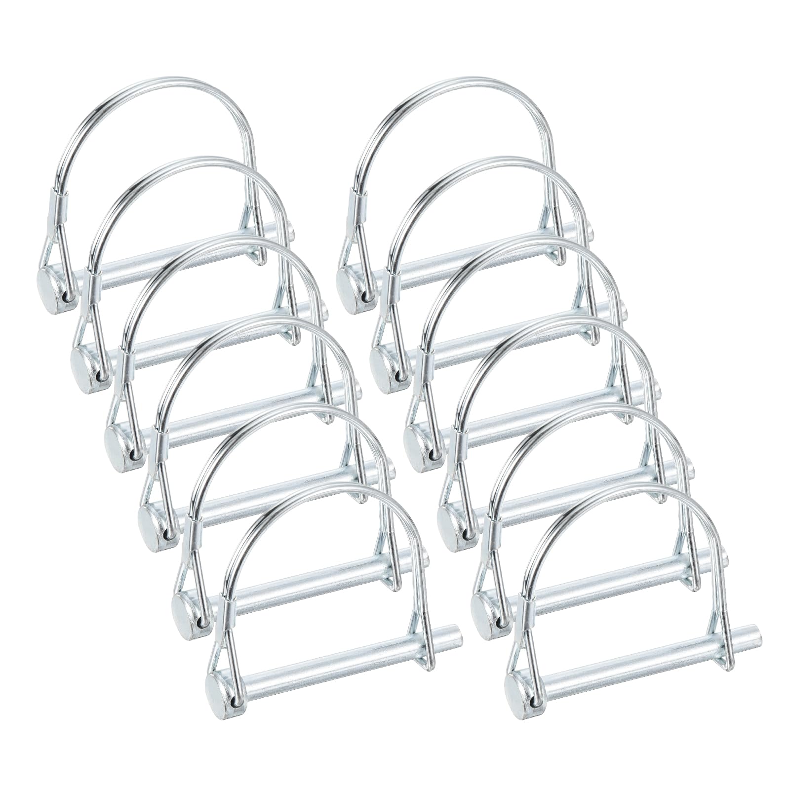 sourcing map M6.3 x 60mm Shaft Locking Pin - 12pcs Safety Shaft Wire Locking Trailer Coupler Pin, for Farm Trailers Towing Lawn Hitches Garden Tractor Kayak Boat