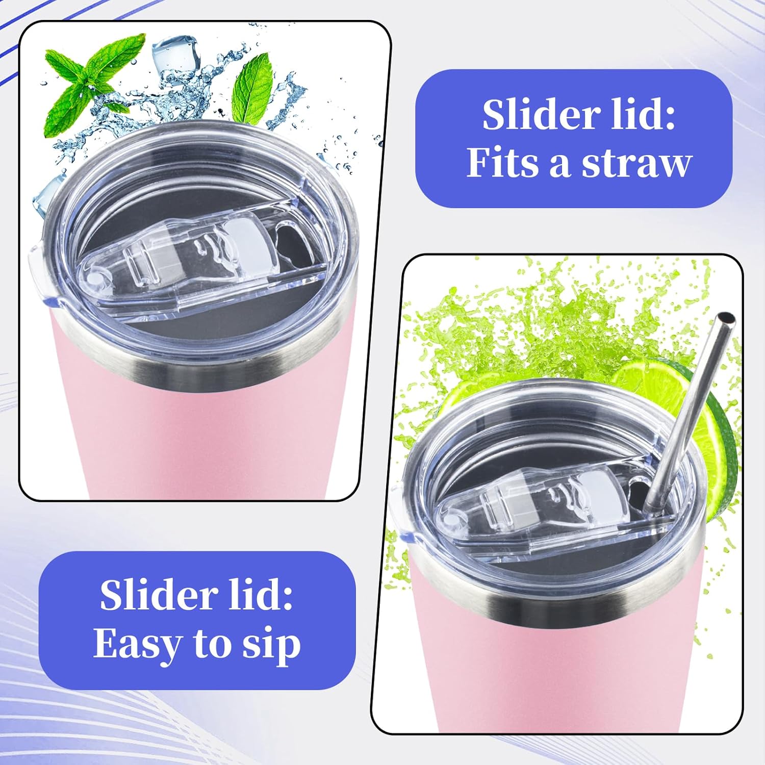 40 oz Tumbler with Lids and Straws Double Wall Vacuum Insulated Tumbler Cup,Stainless Steel Leak-proof Thermal Tumbler Powder Coated Travel Coffee Mug for Cold and Hot Drinks,Pink White - Image 5