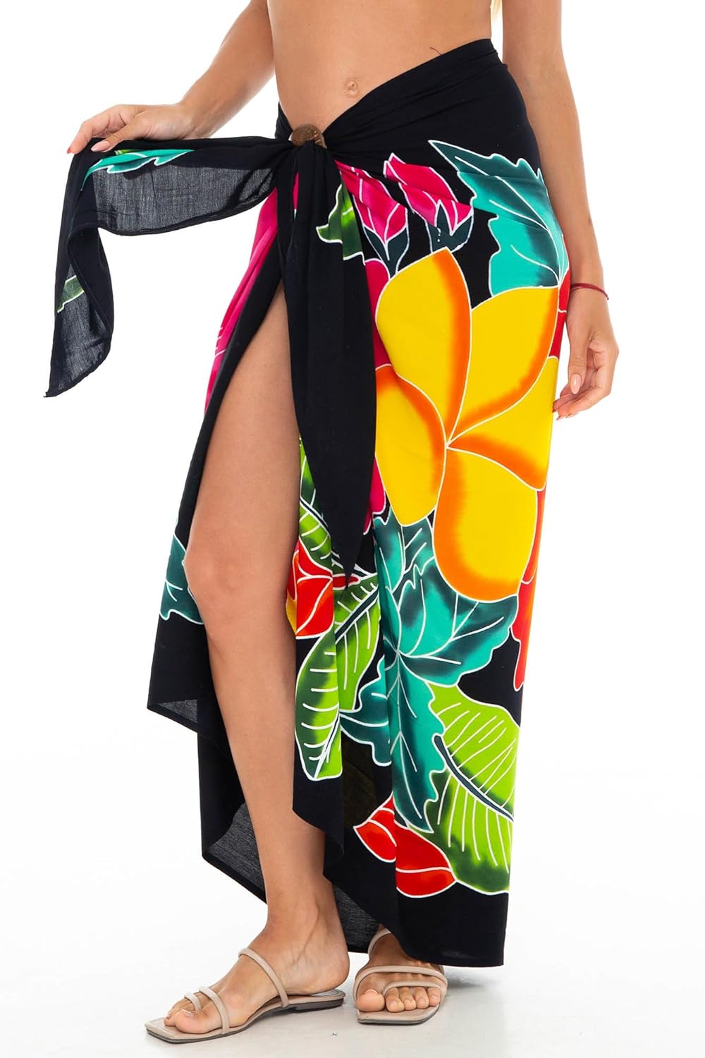 SHU-SHI Womens Hibiscus Floral Sarong Pareo Cover Up Bathing Suit Women Flower Beach Wrap Long Pool Trip Resort Skirt - Image 6